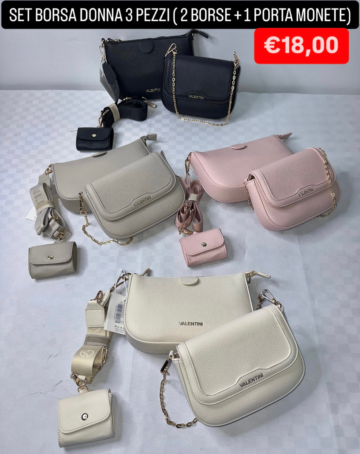 BORSA DONNA 3 PEZZI ( 2 BORSE + 1 PORTA MONETE) Valentini
