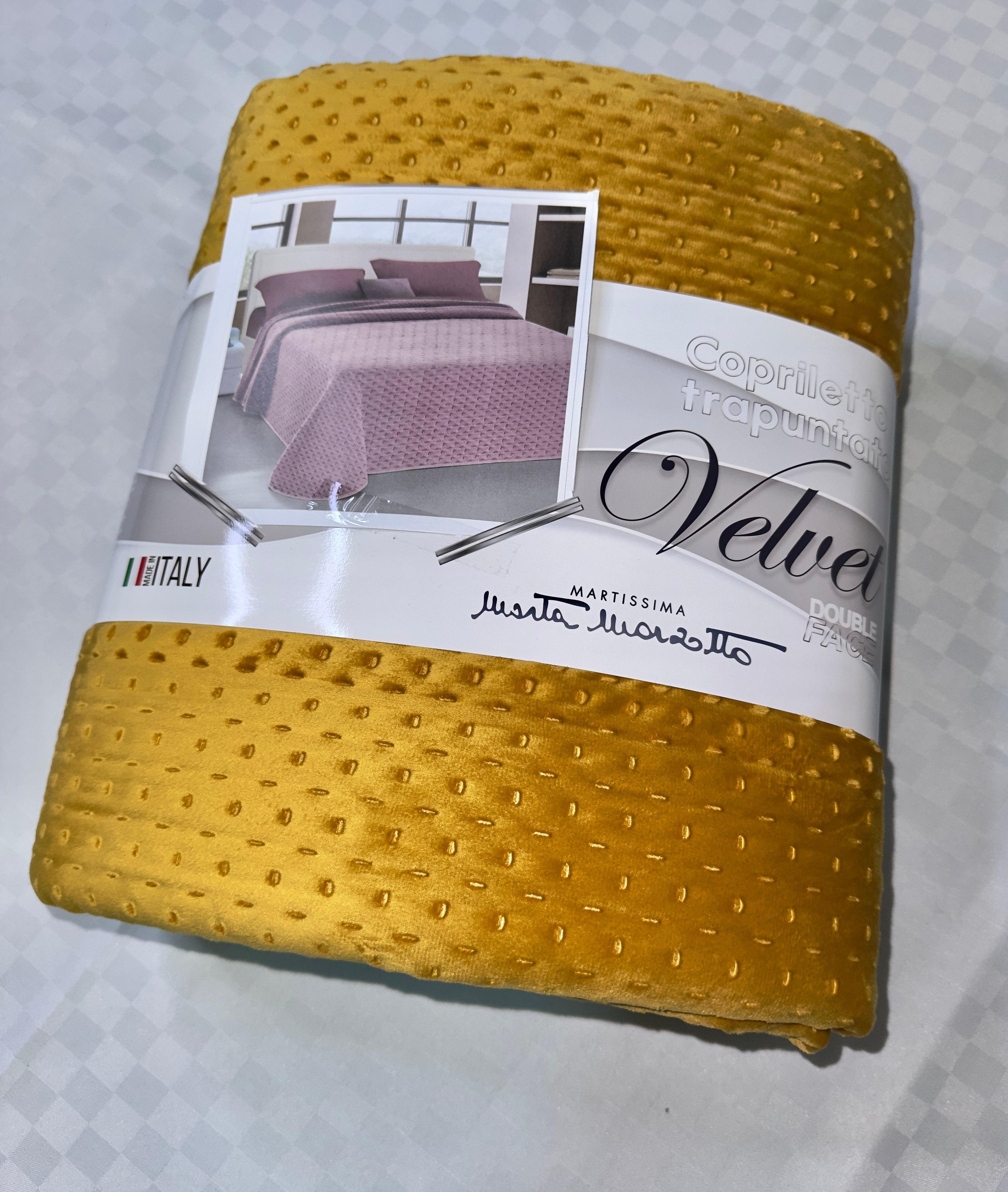 TRAPUNTINO COPRILETTO PRIMAVERILE IN VELLUTO MATRIMONIALE