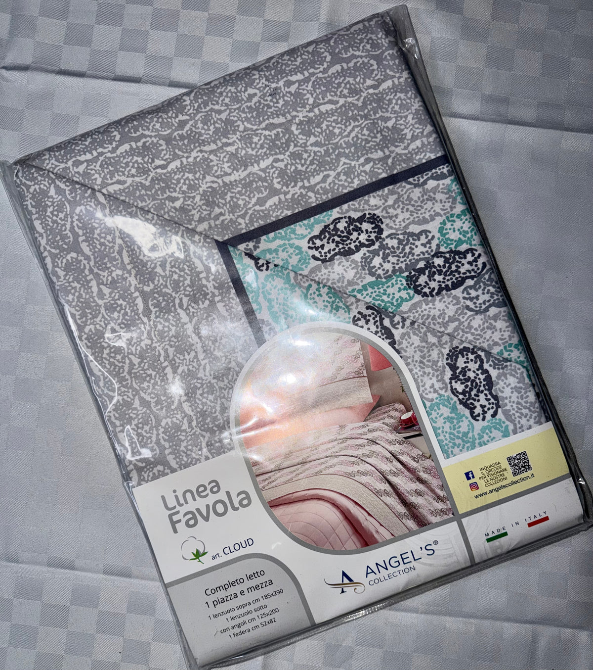 COMPLETO LENZUOLA 1 POSTO E MEZZO IN 100% COTONE Lenzuolo sopra, Lenzuolo sotto con angoli e Federe