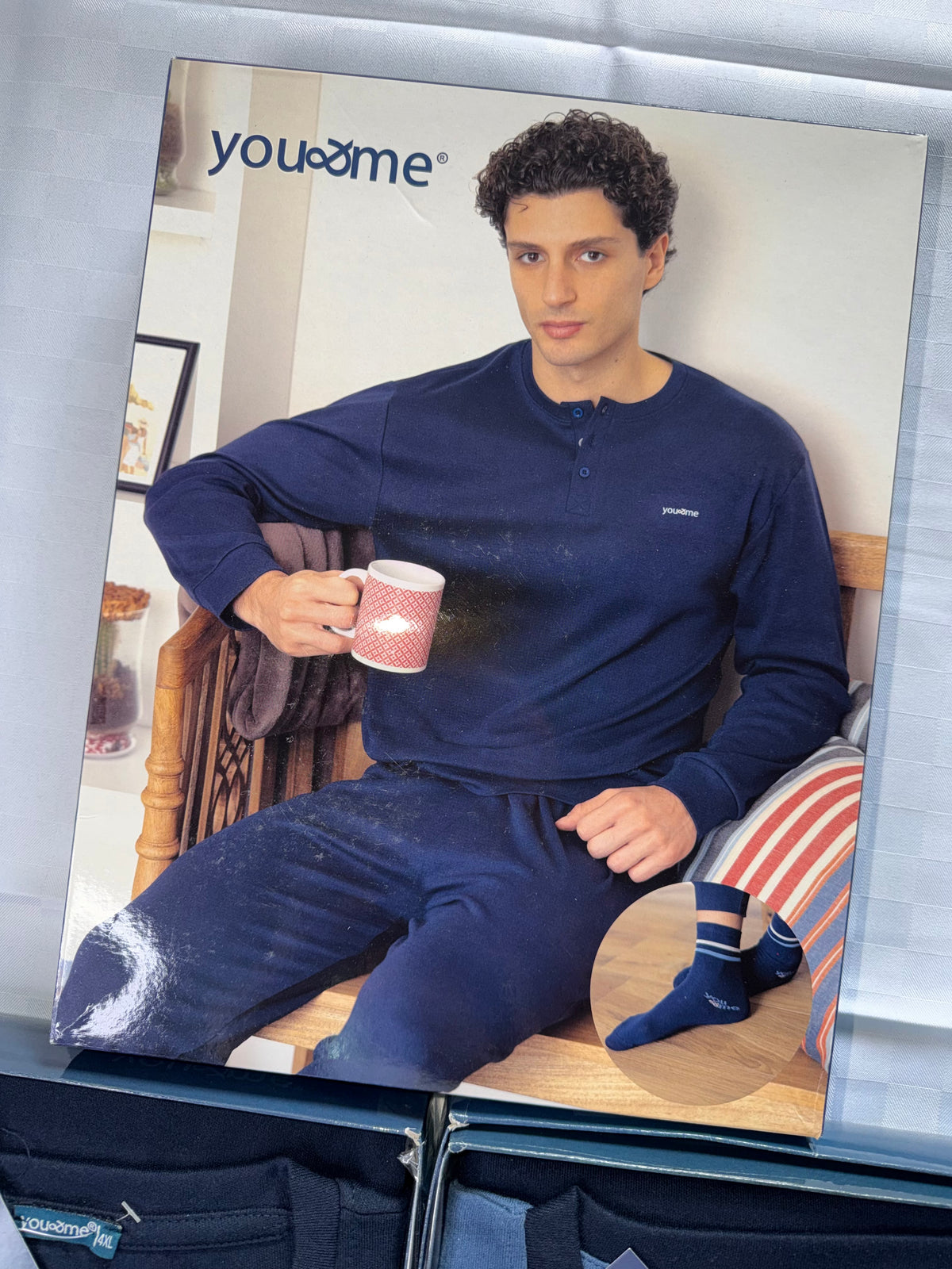 PIGIAMA UOMO CALIBRATO IN COTONE CALDO Manica lunga e Pantalone lungo (DALLA 2XL alla 4XL) Compreso di calzini in omaggio