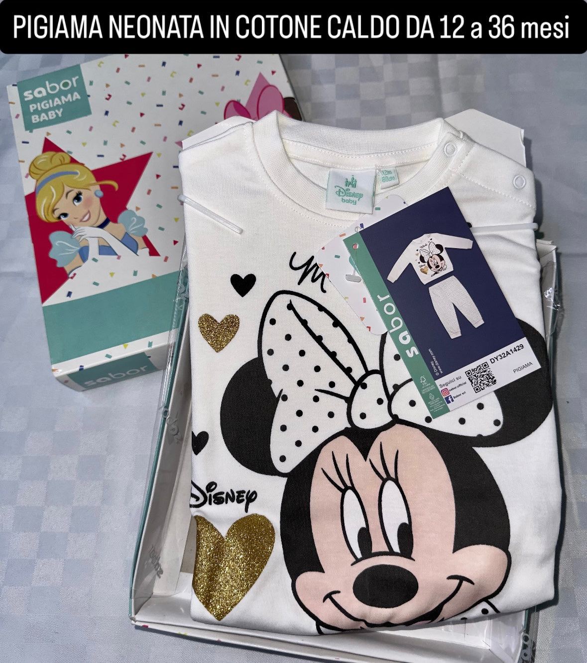 PIGIAMA NEONATA IN COTONE CALDO Manica lunga e Pantalone lungo