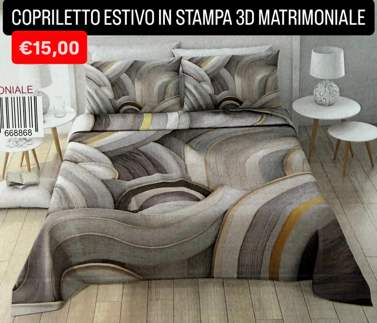 COPRILETTO ESTIVO IN STAMPA 3D MATRIMONIALE misura 260x250cm