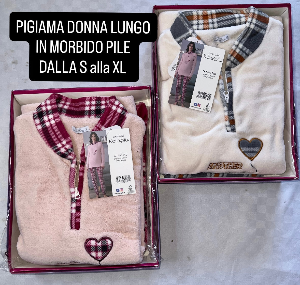 PIGIAMA DONNA IN MORBIDO PILE Manica lunga e Pantalone lungo