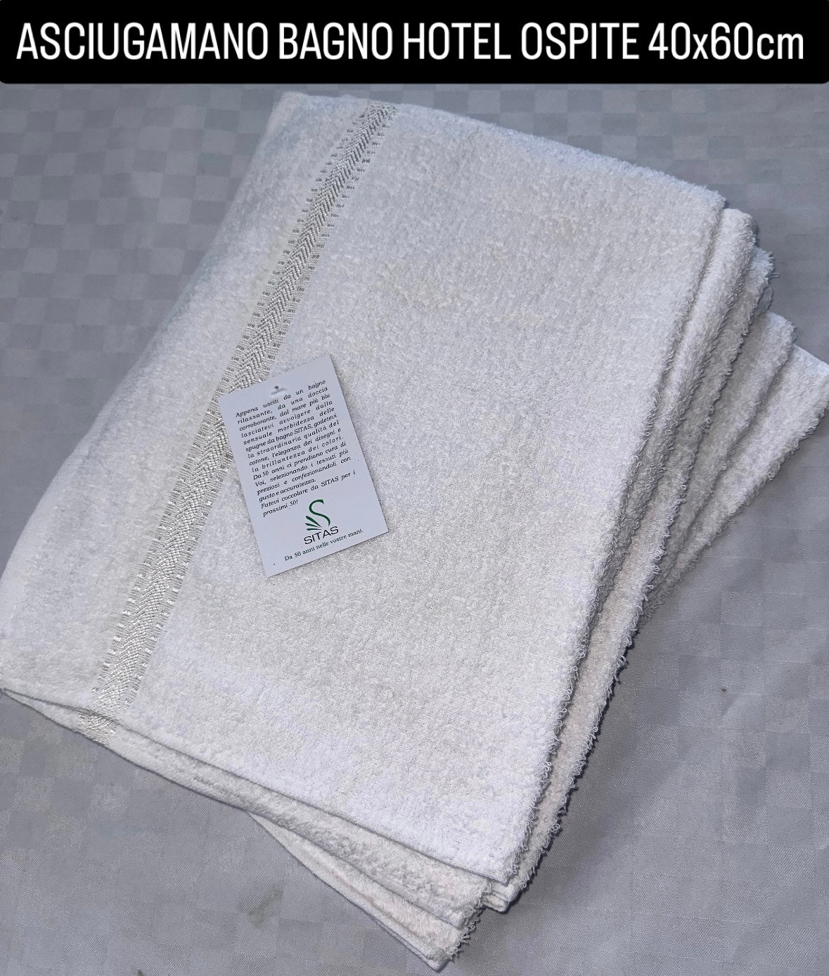 ASCIUGAMANO BAGNO HOTEL OSPITE 40x60cm BIANCO