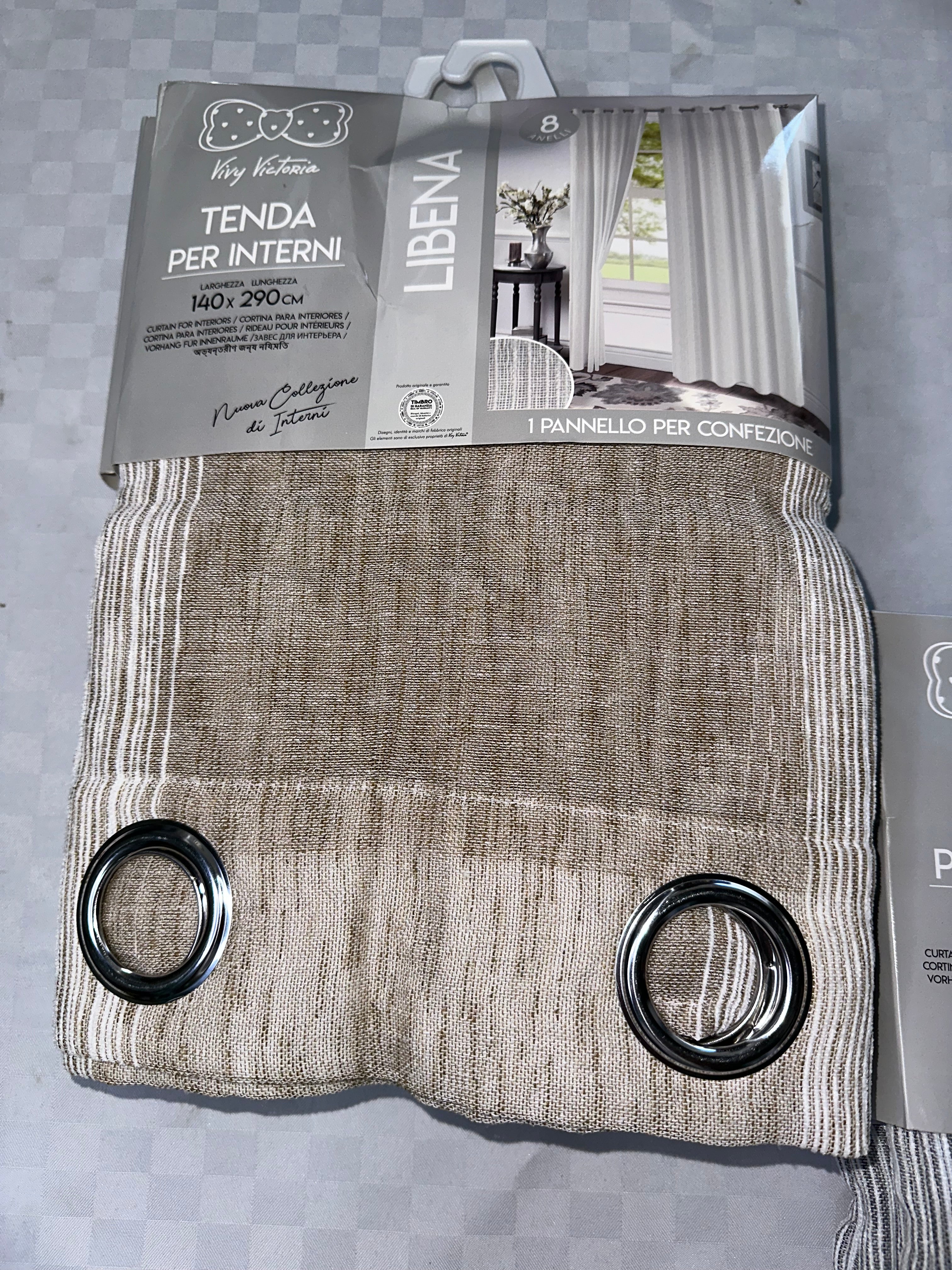 COPPIA DI TENDE PER INTERNI VELATE CONFEZIONE DA 2 TELI (OGNI TELO MISURA 140x290cm)art.  Libena