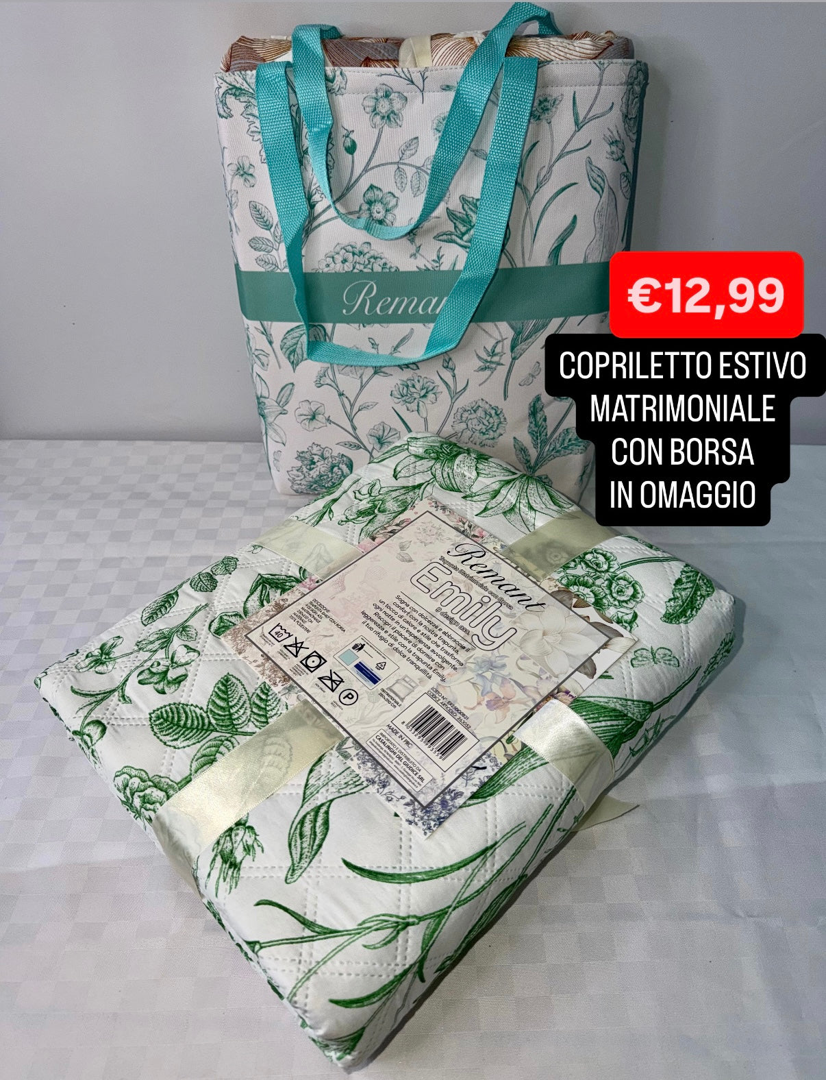 COPRILETTO ESTIVO MATRIMONIALE misura 250x260cm CON BORSA IN OMAGGIO