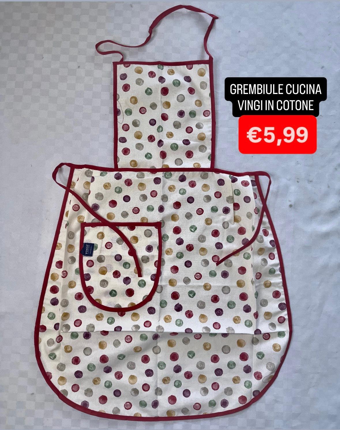 GREMBIULE CUCINA VINGI IN COTONE CON LACCI