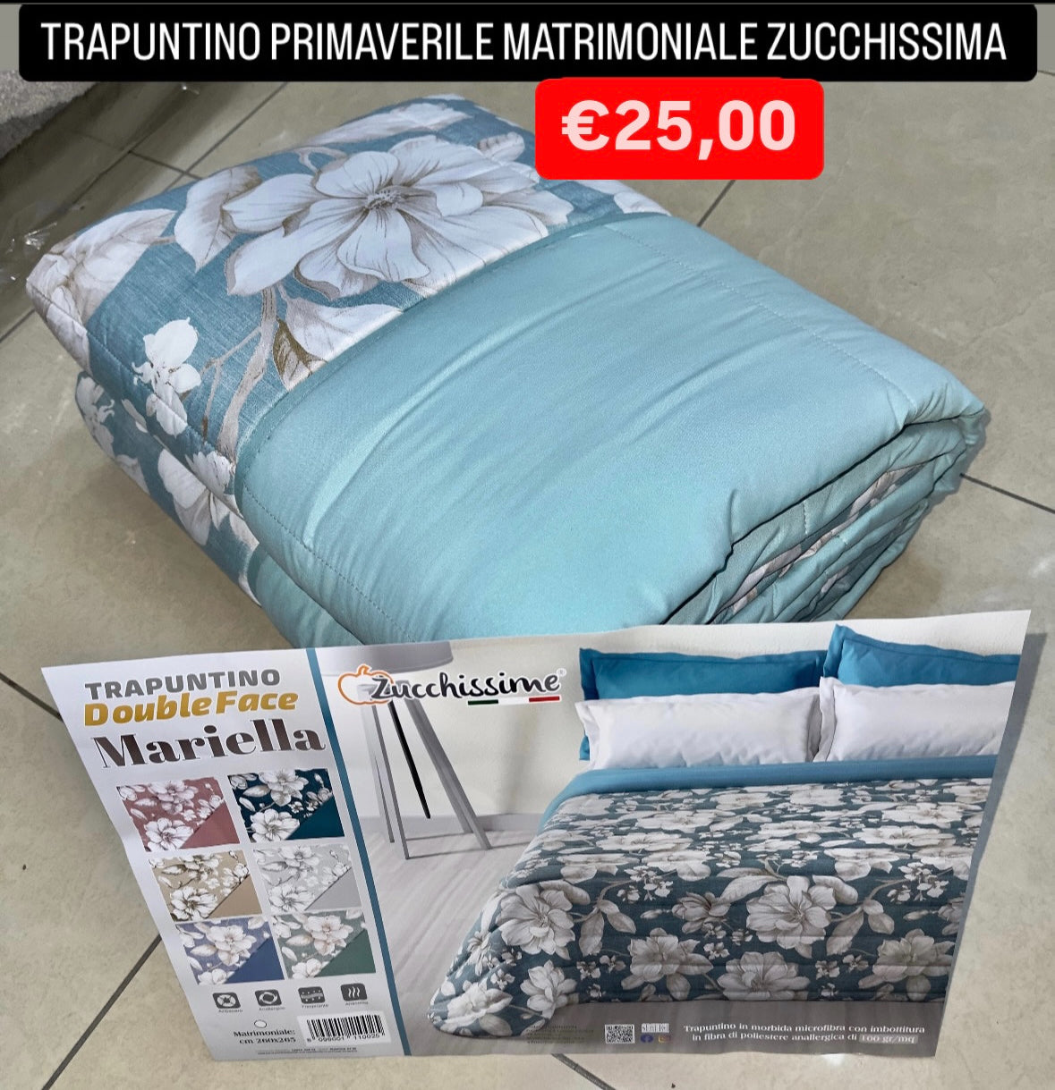TRAPUNTINO COPRILETTO PRIMAVERA ESTATE DOUBLE-FACE MATRIMONIALE