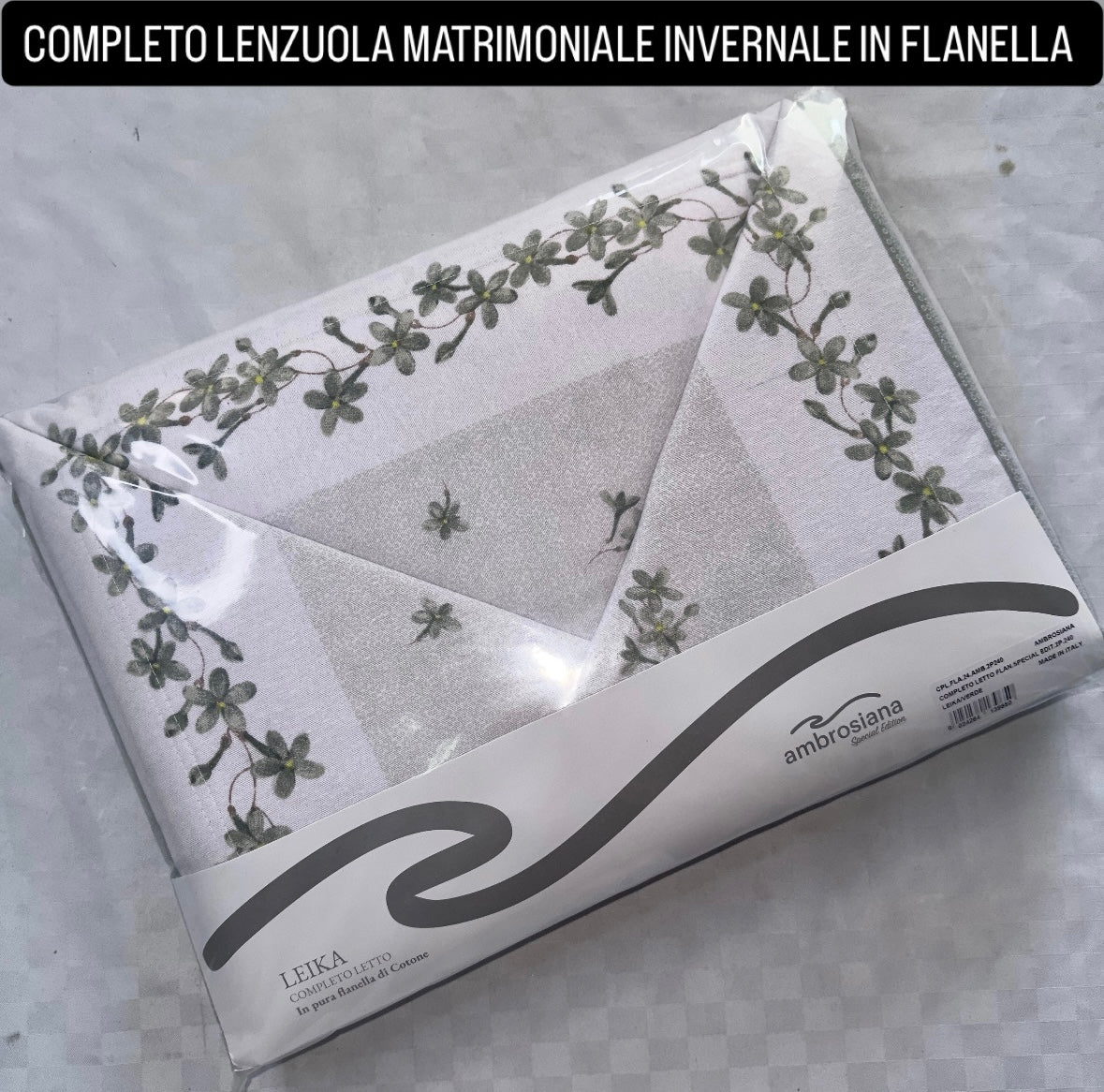 COMPLETO LENZUOLA MATRIMONIALE IN FLANELLA Lenzuolo sopra,Lenzuolo sotto con angoli e due federe