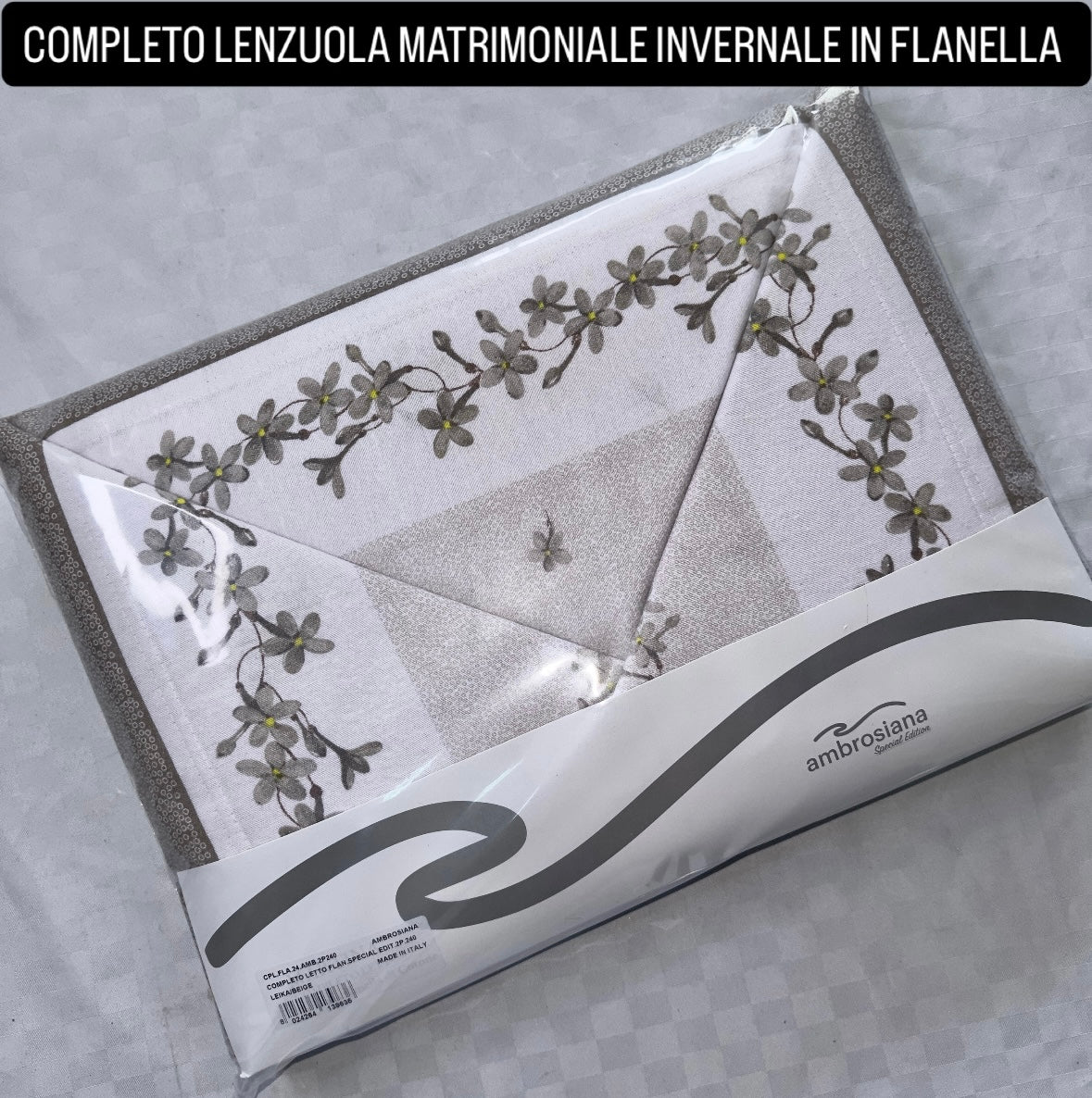 COMPLETO LENZUOLA MATRIMONIALE IN FLANELLA Lenzuolo sopra,Lenzuolo sotto con angoli e due federe
