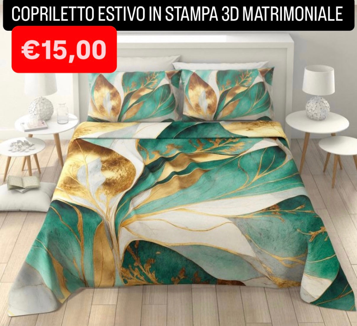 COPRILETTO ESTIVO IN STAMPA 3D MATRIMONIALE misura 260x250cm