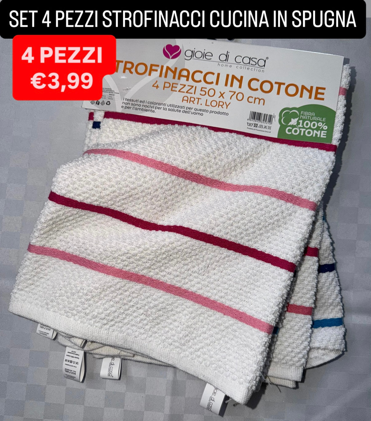 STROFINACCI CUCINA IN SPUGNA CONFEZIONE DA 4 PEZZI