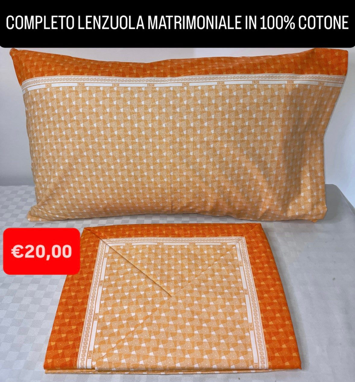 COMPLETO LENZUOLA MATRIMONIALE IN 100% COTONE Lenzuolo sopra, Lenzuolo sotto con angoli e due Federe