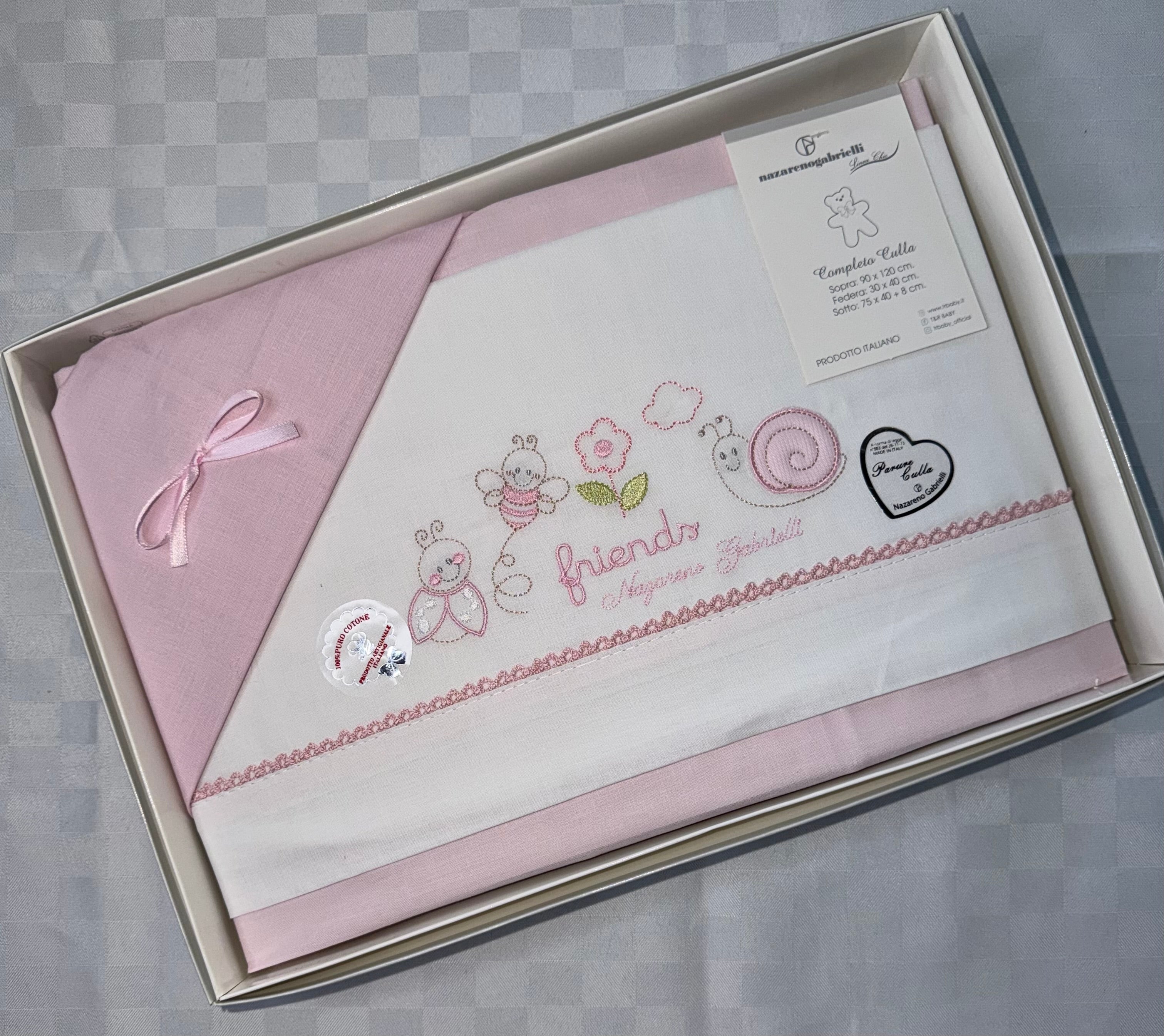 COMPOSE LENZUOLA NEONATO PER CARROZZINA IN 100% COTONE Lenzuolo sopra 90x120cm , Lenzuolo sotto con angoli 75x40cm e Federa 30x40cm