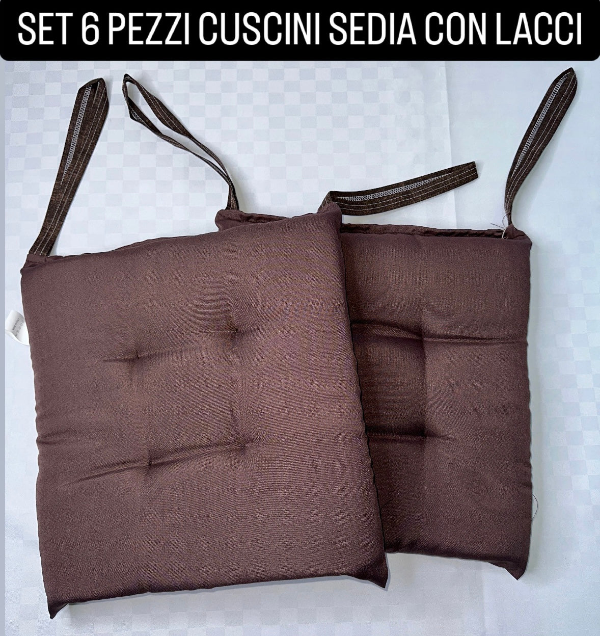 SET 6 PEZZI CUSCINI SEDIA CON LACCI 40x40cm