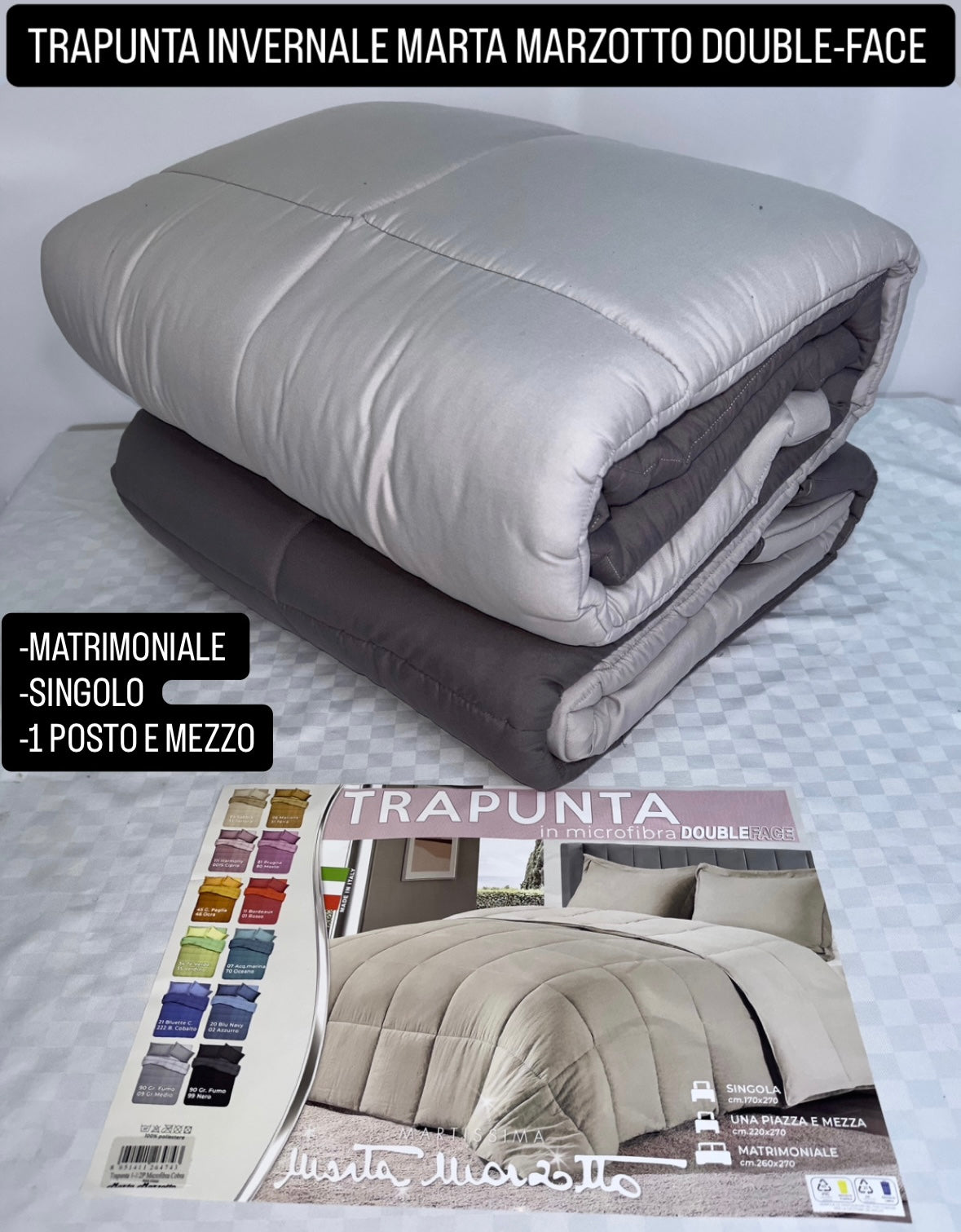 TRAPUNTA INVERNALE MARTA MARZOTTO DOUBLE-FACE Matrimoniale,Singolo e 1 Posto e mezzo
