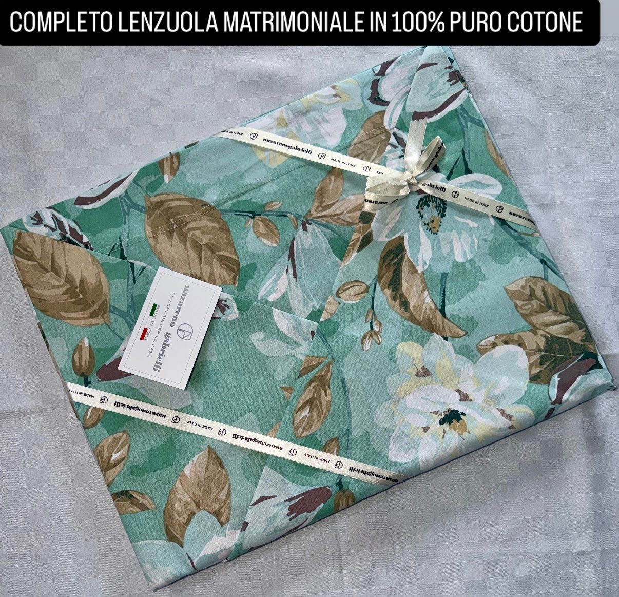 COMPLETO LENZUOLA MATRIMONIALE IN 100% PURO COTONE , contiene Lenzuolo sopra, Lenzuolo sotto con angoli e due Federe