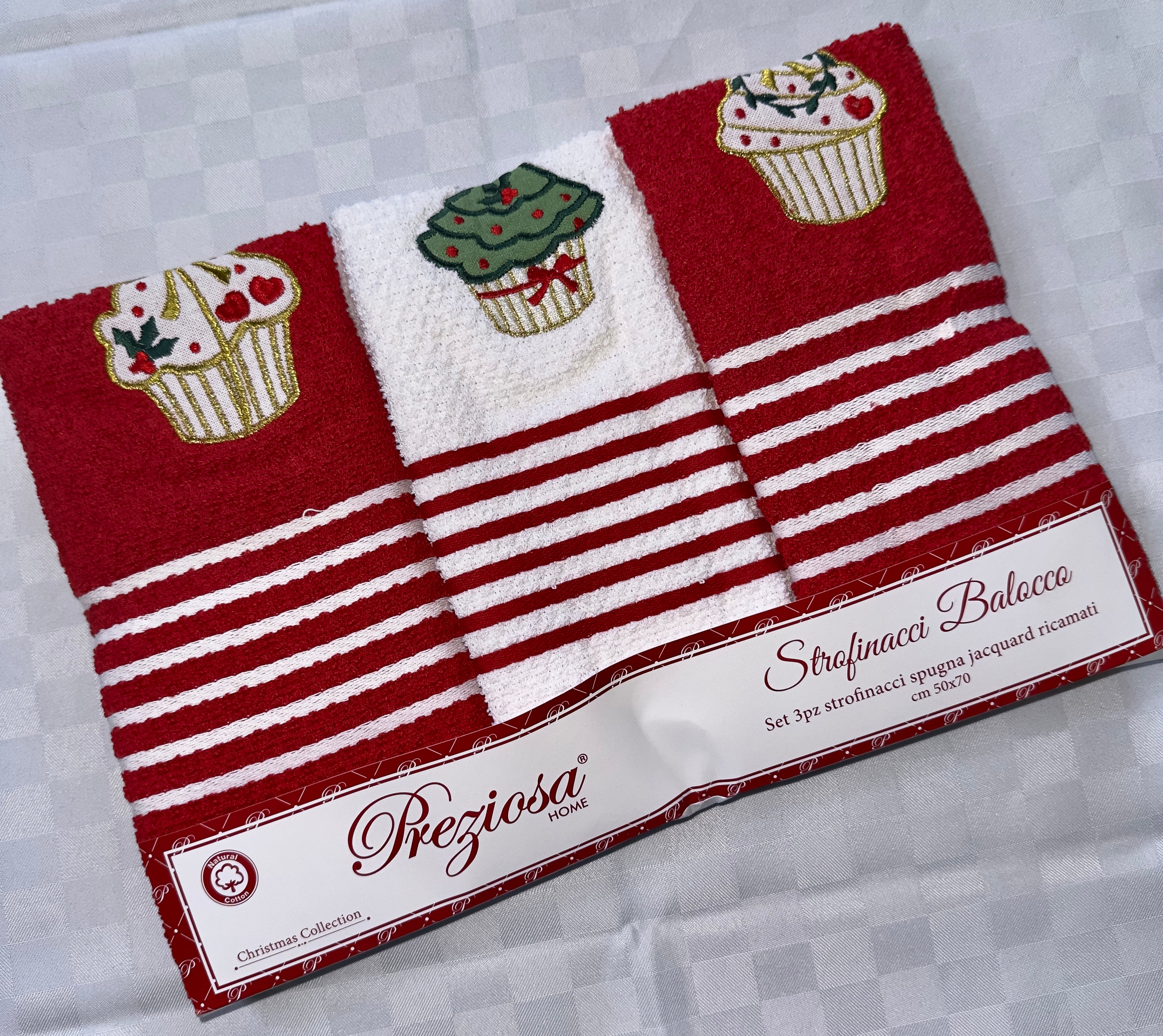 SET 3 PEZZI STROFINACCI CUCINA IN SPUGNA NATALIZIO