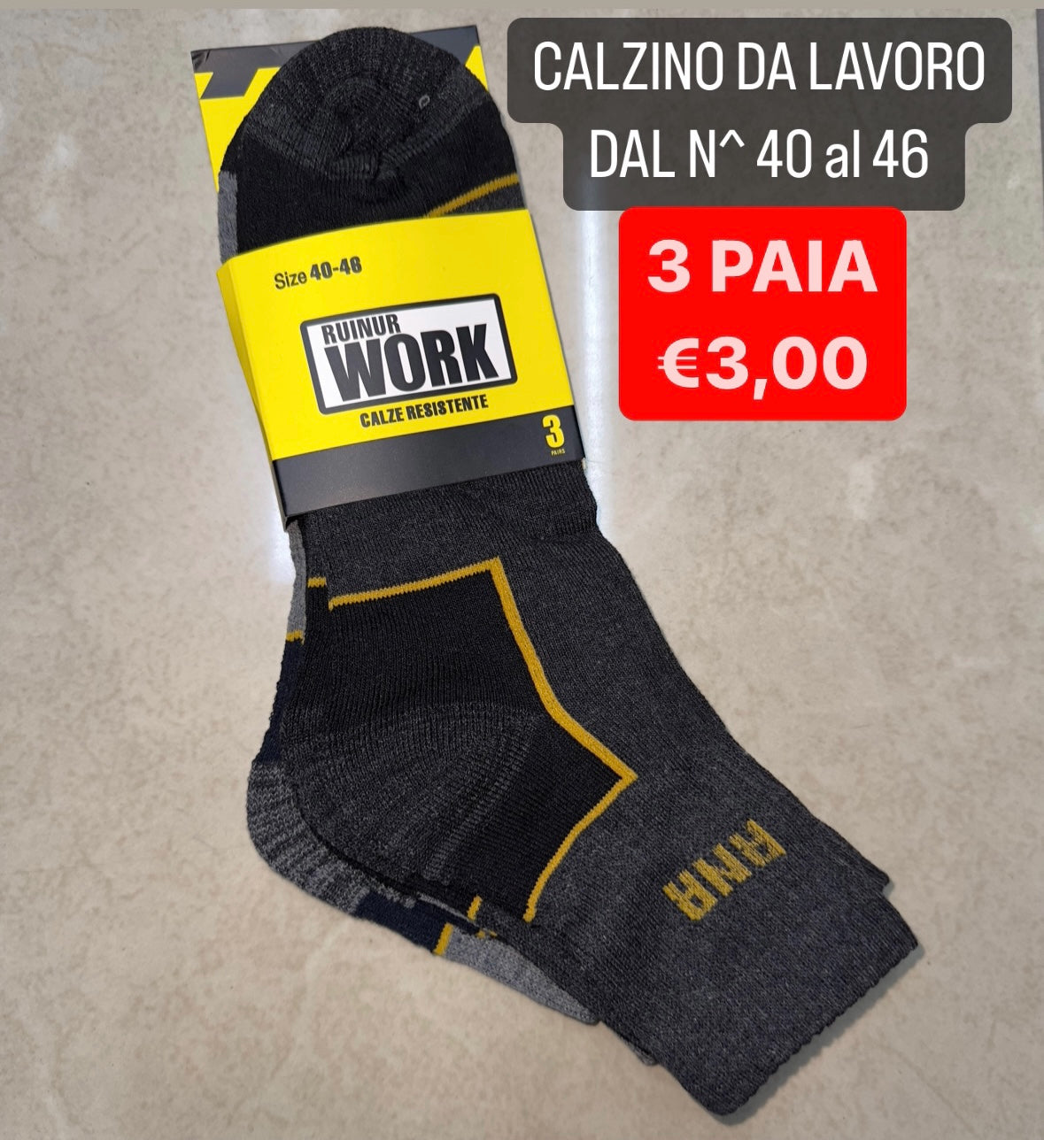 CALZINO UOMO DA LAVORO IN SPUGNA SET DA 3 PAIA