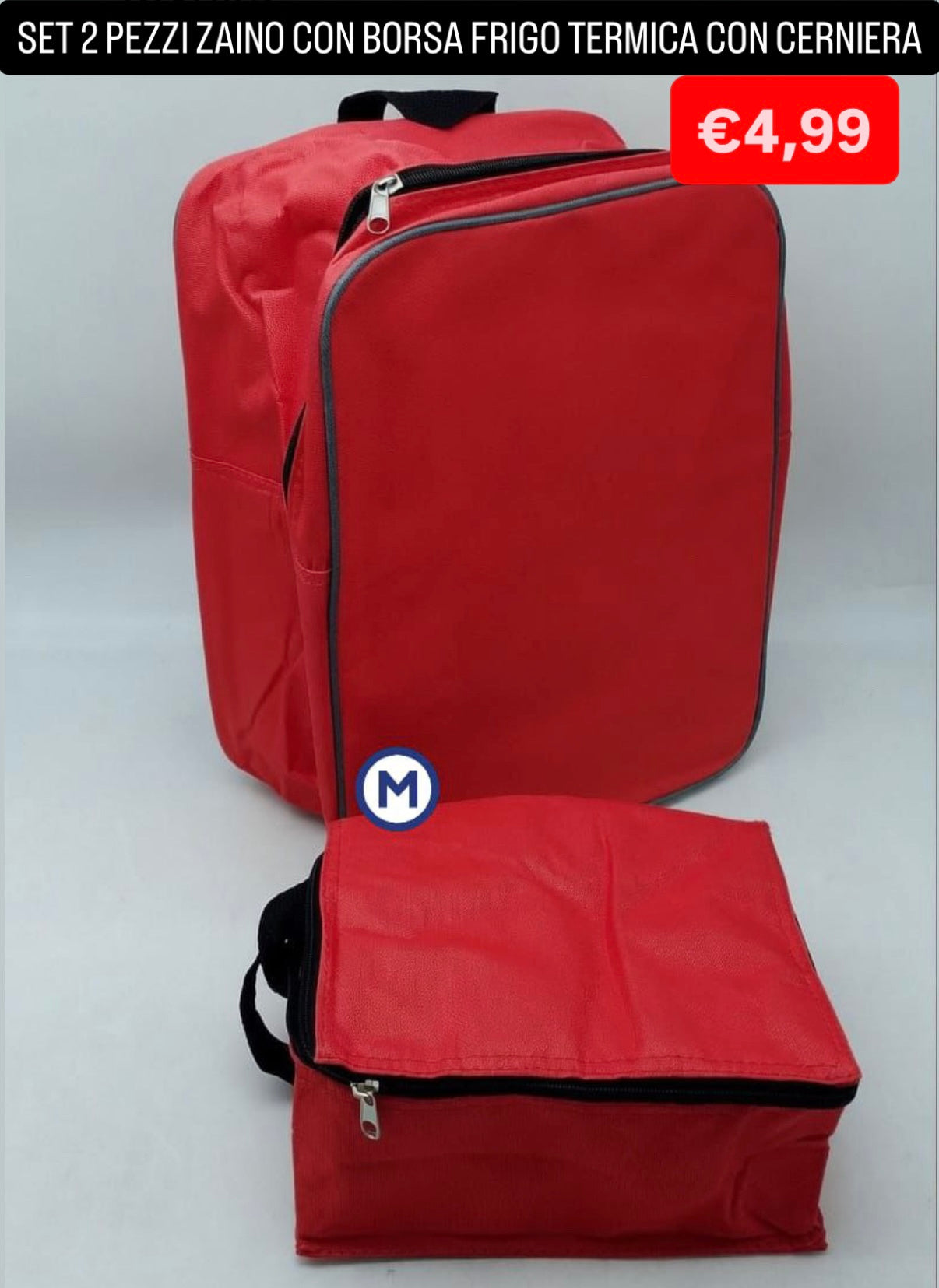 SET 2 PEZZI ZAINO CON BORSA FRIGO TERMICA