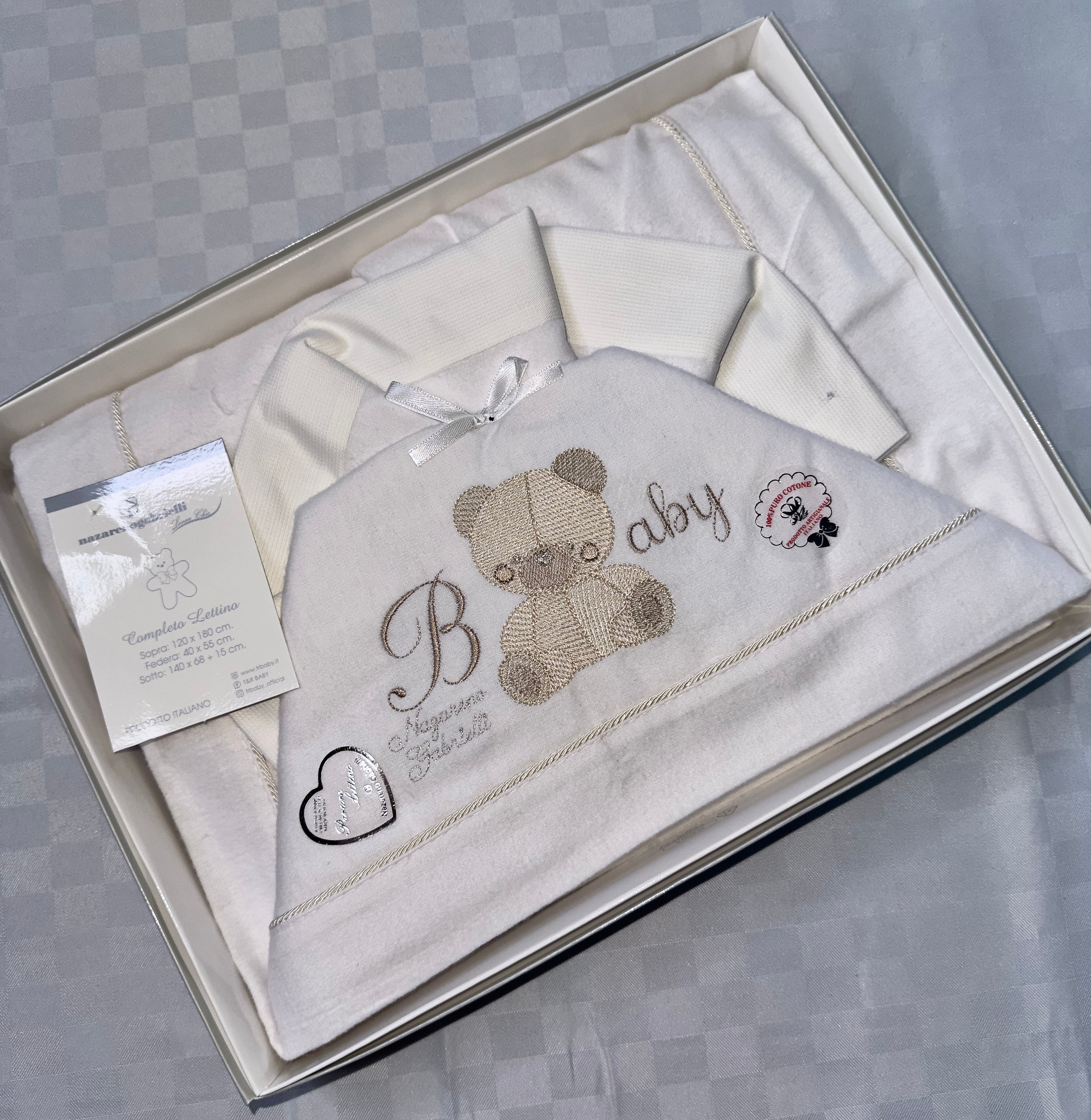 COMPOSE LENZUOLA NEONATO PER CULLA INVERNALE IN FLANELLA 100%  Lenzuolo sopra 120x180cm , Lenzuolo sotto con angoli 140x70cm e Federa 40x55cm