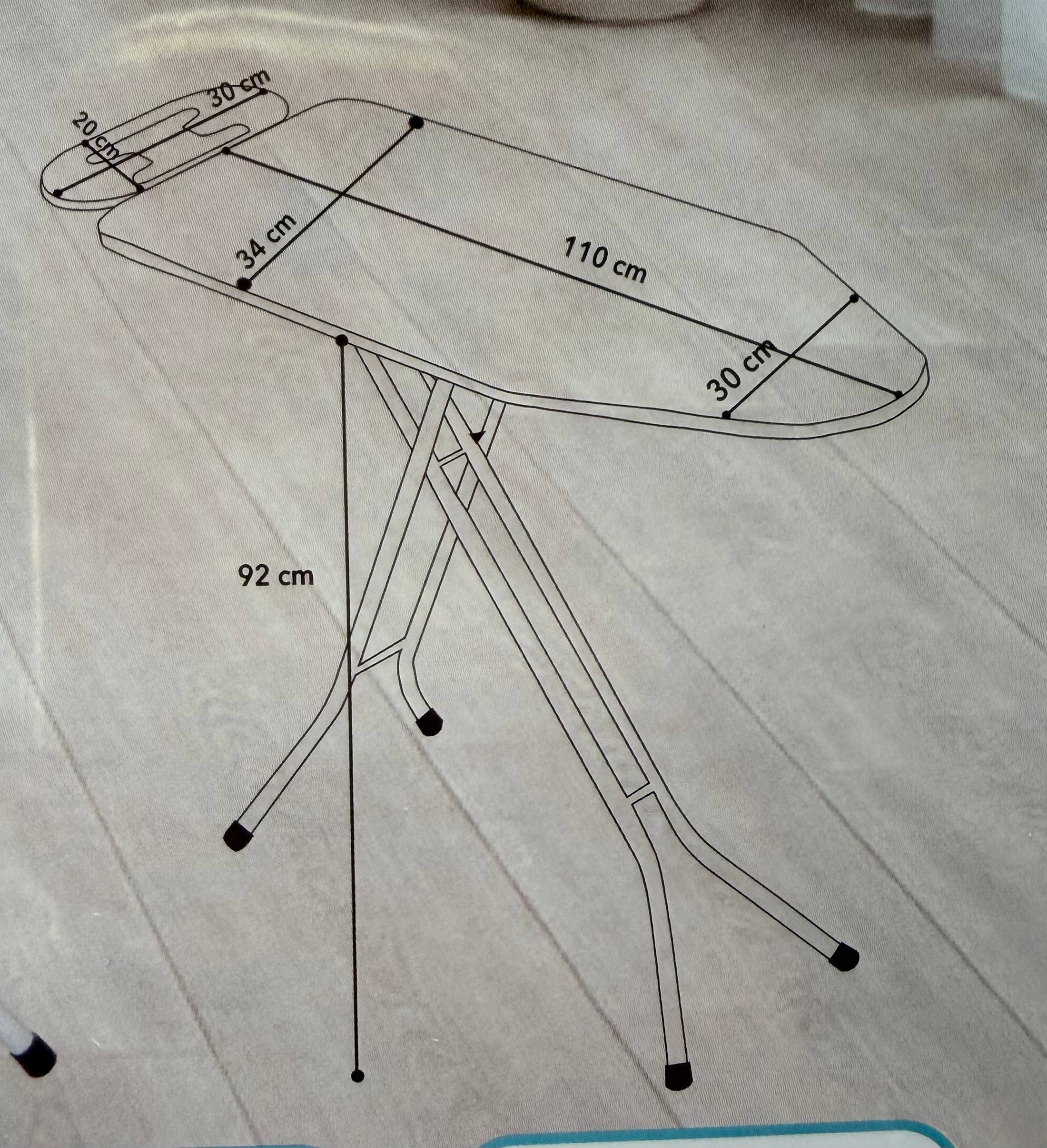 ASSE DA STIRO BAVARIA misura 35x110cm (Altezza regolabile da 75 a 92cm)