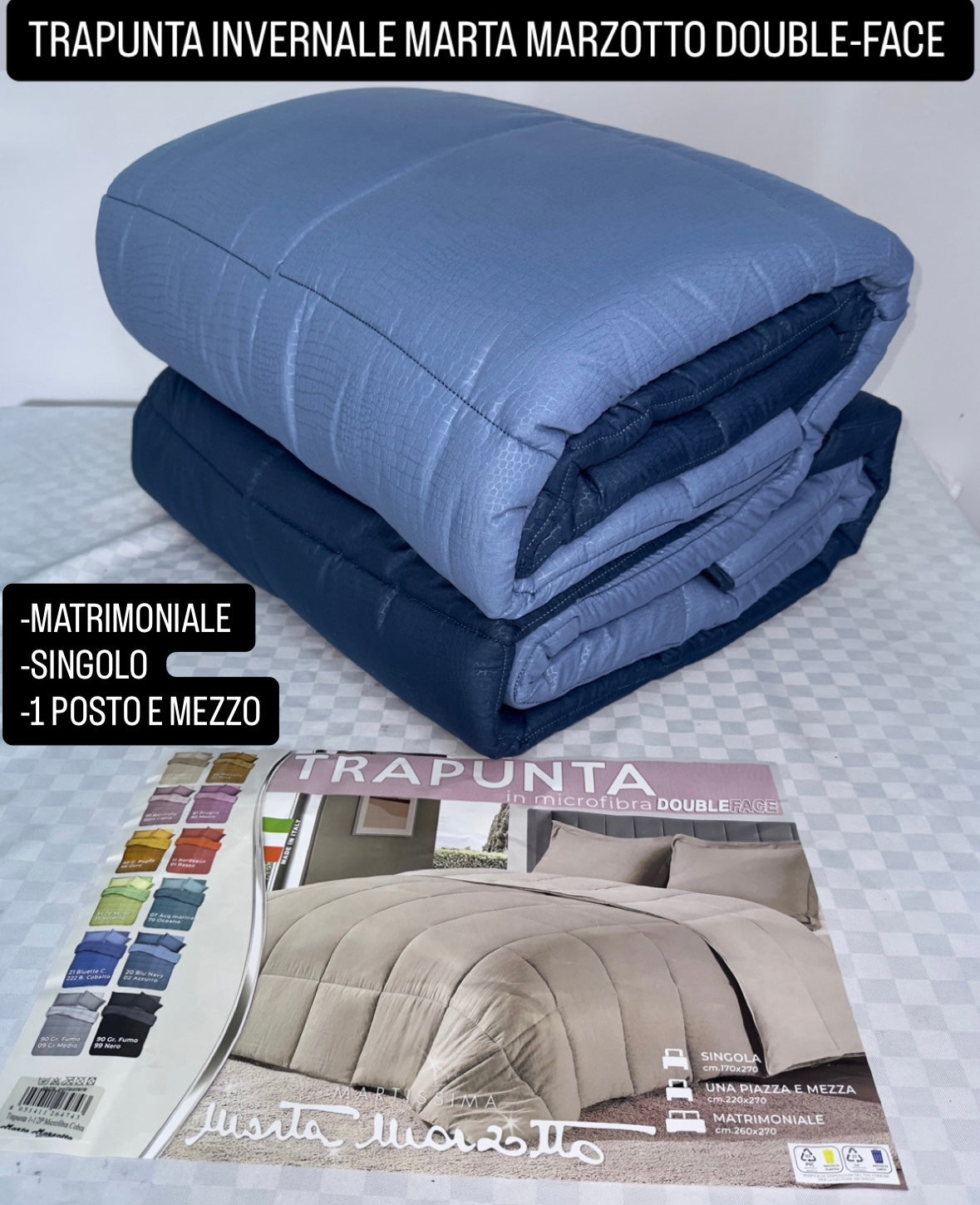 TRAPUNTA INVERNALE MARTA MARZOTTO DOUBLE-FACE Matrimoniale,Singolo e 1 Posto e mezzo