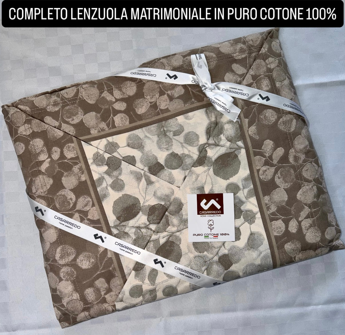 COMPLETO LENZUOLA MATRIMONIALE IN 100% COTONE , contiene Lenzuolo sopra, Lenzuolo sotto con angoli e due Federe