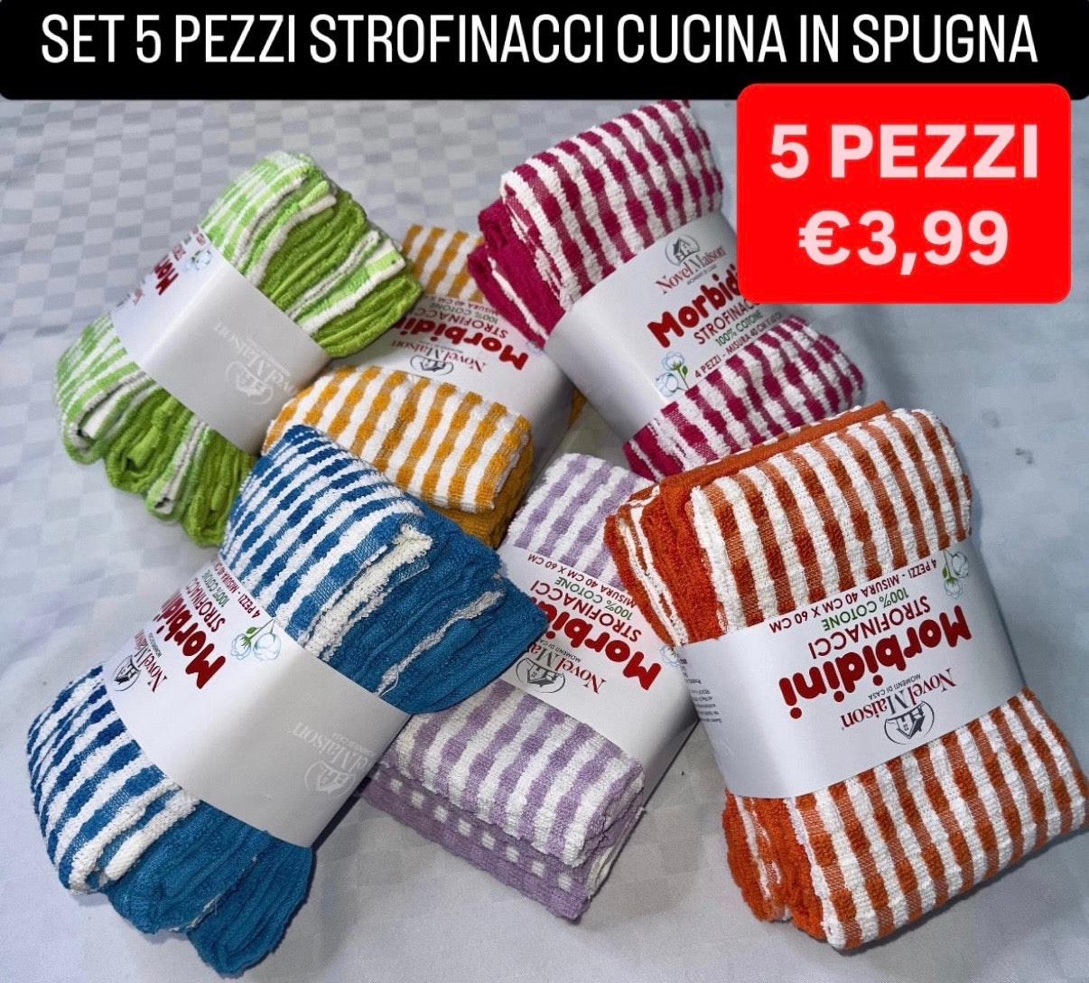 STROFINACCI CUCINA IN SPUGNA CONFEZIONE DA 5 PEZZI (COLORE CASUALE)