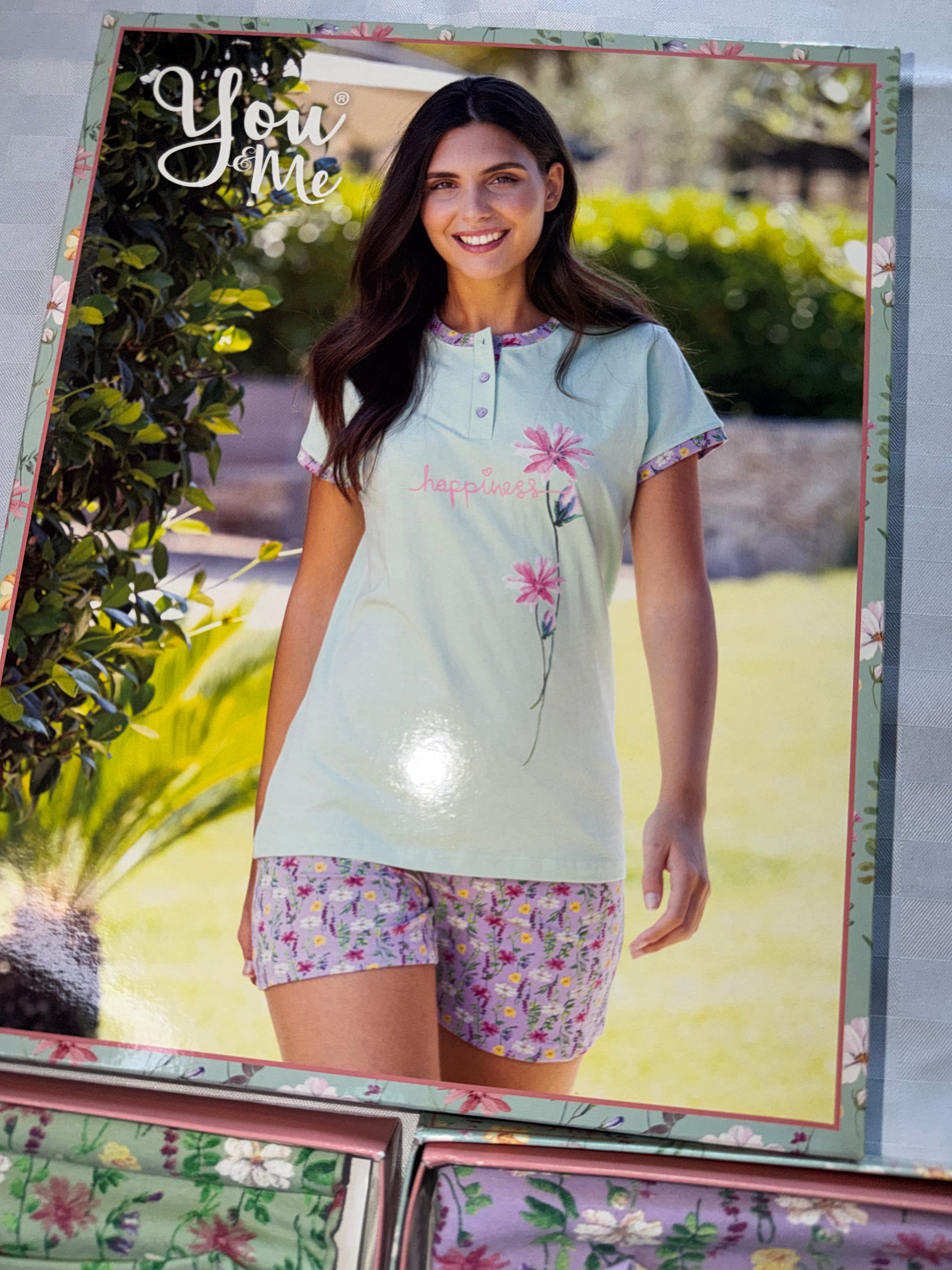 PIGIAMA DONNA Mezza manica e Pantaloncino in 100% cotone