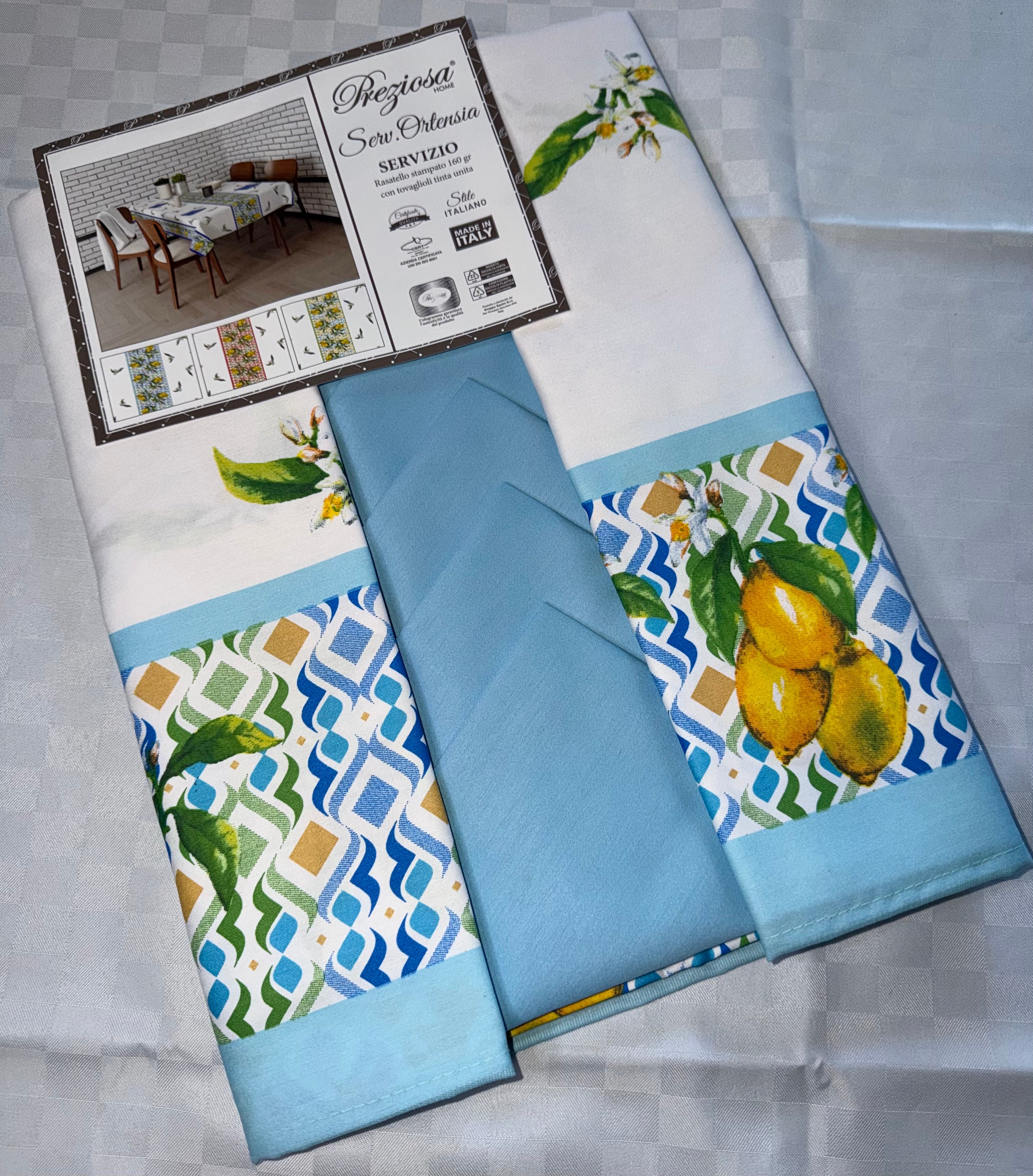 SERVIZIO DA TAVOLA IN COTONE (TOVAGLIA + TOVAGLIOLI) Preziosa