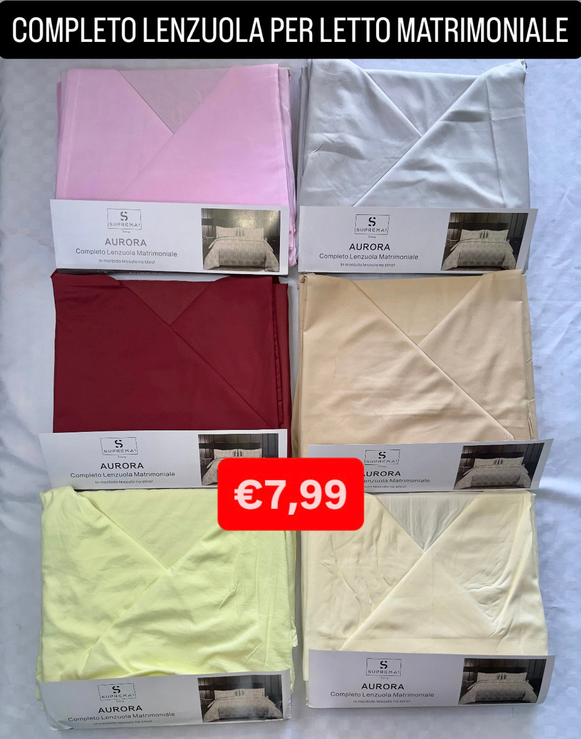 COMPLETO LENZUOLA MATRIMONIALE Lenzuolo sopra, Lenzuolo sotto con angoli e due federe in microfybra
