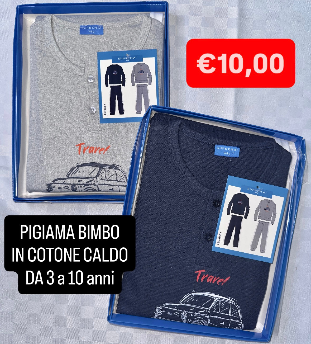 PIGIAMA BIMBO IN COTONE CALDO Manica Lunga e Pantalone lungo