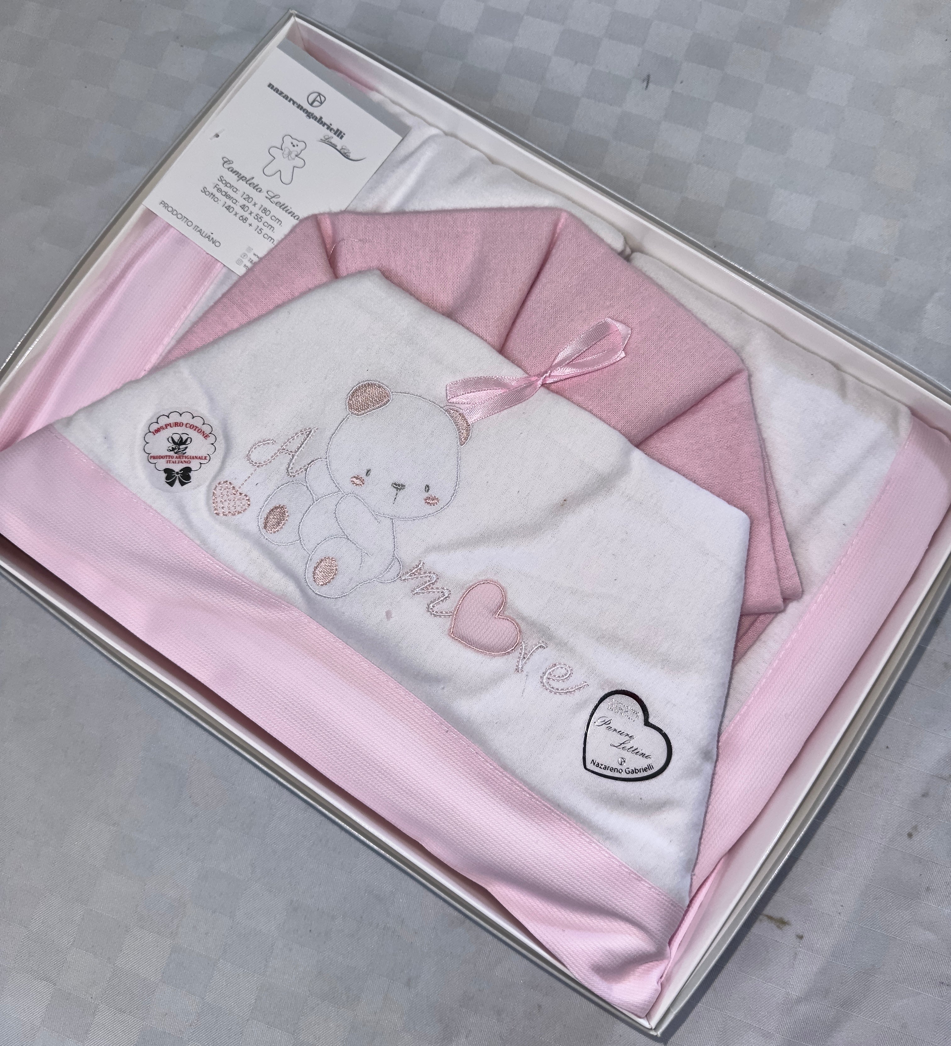 COMPOSE LENZUOLA NEONATO PER CULLA INVERNALE IN FLANELLA 100%  Lenzuolo sopra 120x180cm , Lenzuolo sotto con angoli 140x70cm e Federa 40x55cm