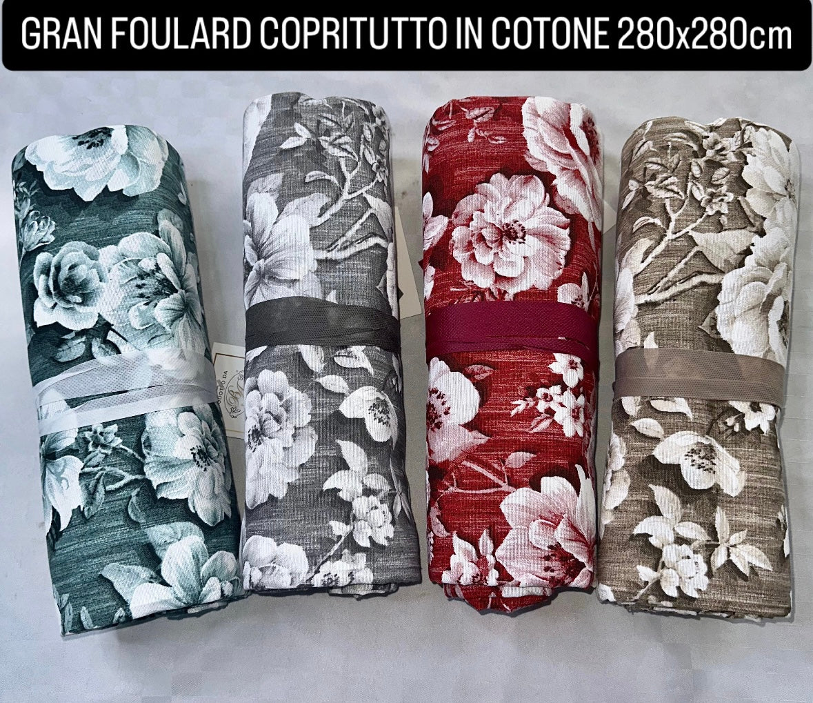 GRAN FOULARD COPRITUTTO IN COTONE 280x280cm