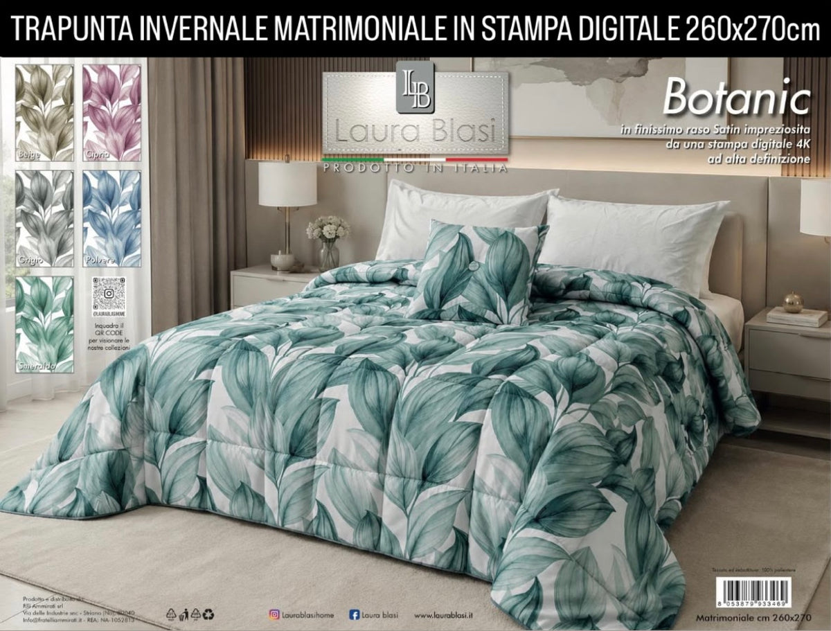TRAPUNTA INVERNALE MATRIMONIALE IN STAMPA DIGITALE misura 260x270cm (compresa di un cuscino arredo)