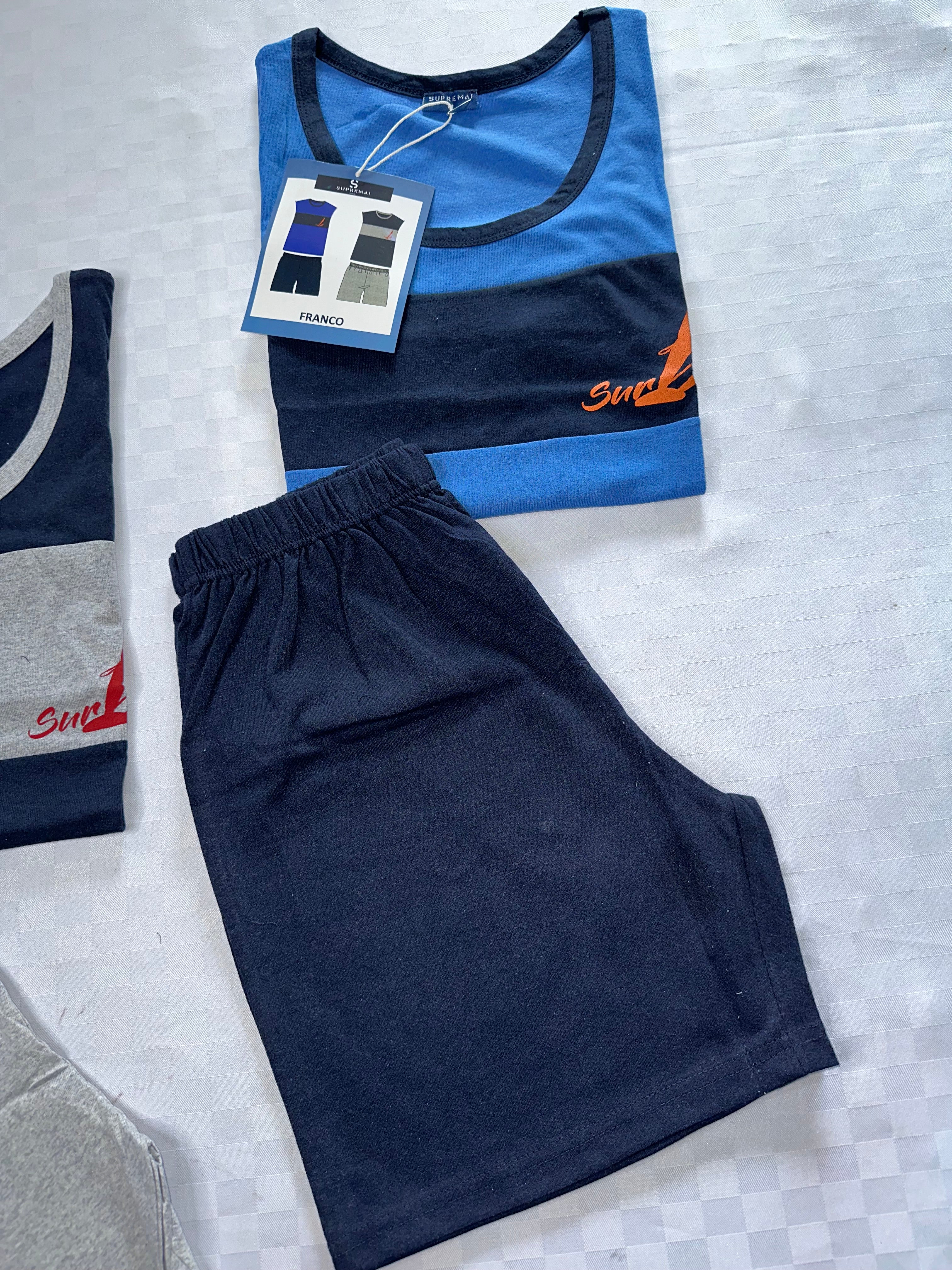 PIGIAMA UOMO IN 100% COTONE CANOTTA E PANTALONCINO