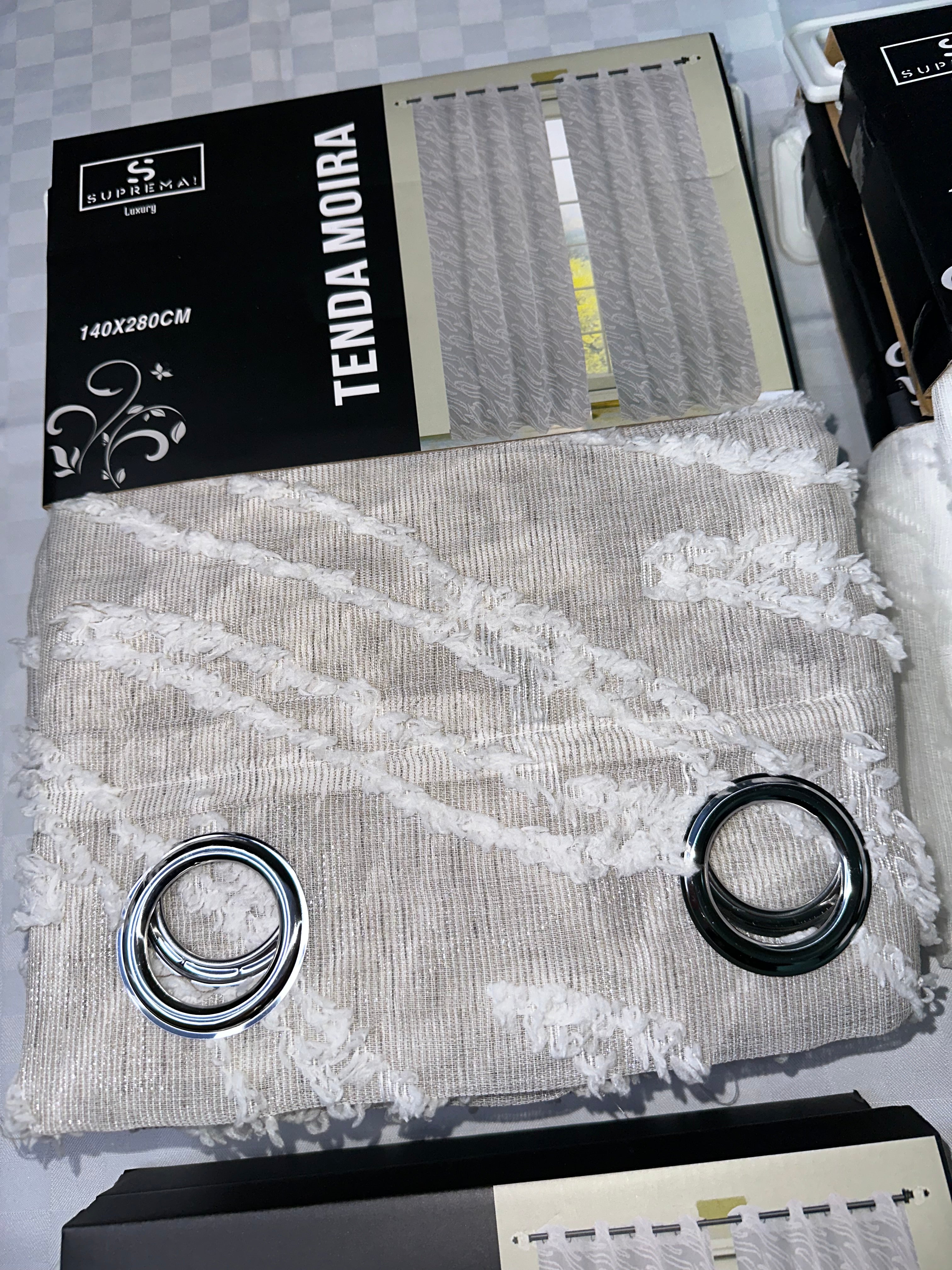 COPPIA DI TENDE PER INTERNI VELATE CONFEZIONE DA 2 TELI (OGNI TELO MISURA 140x280cm)art. Moira