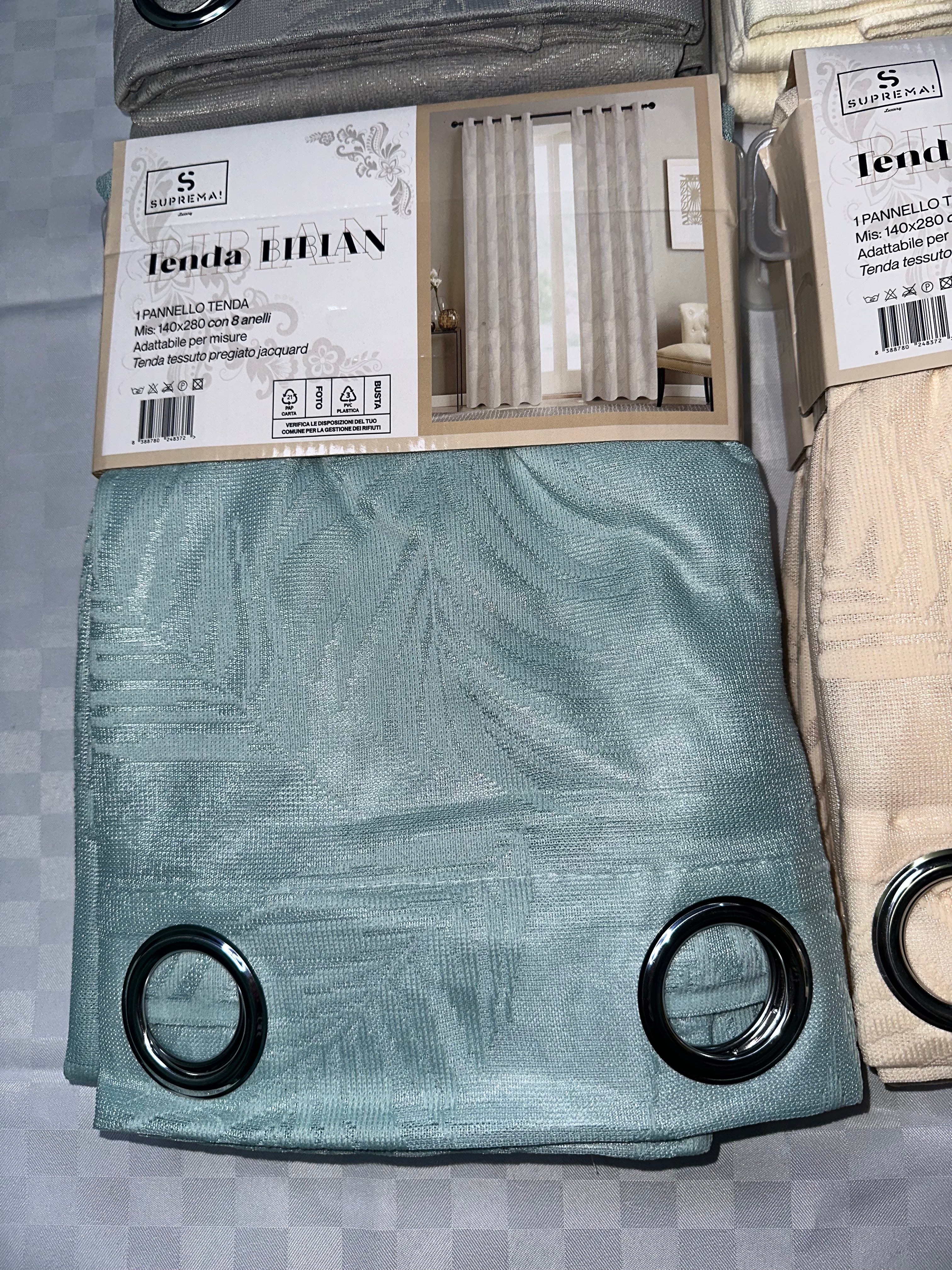 COPPIA DI TENDE PER INTERNI VELATE CONFEZIONE DA 2 TELI (OGNI TELO MISURA 140x280cm)art. Bibian