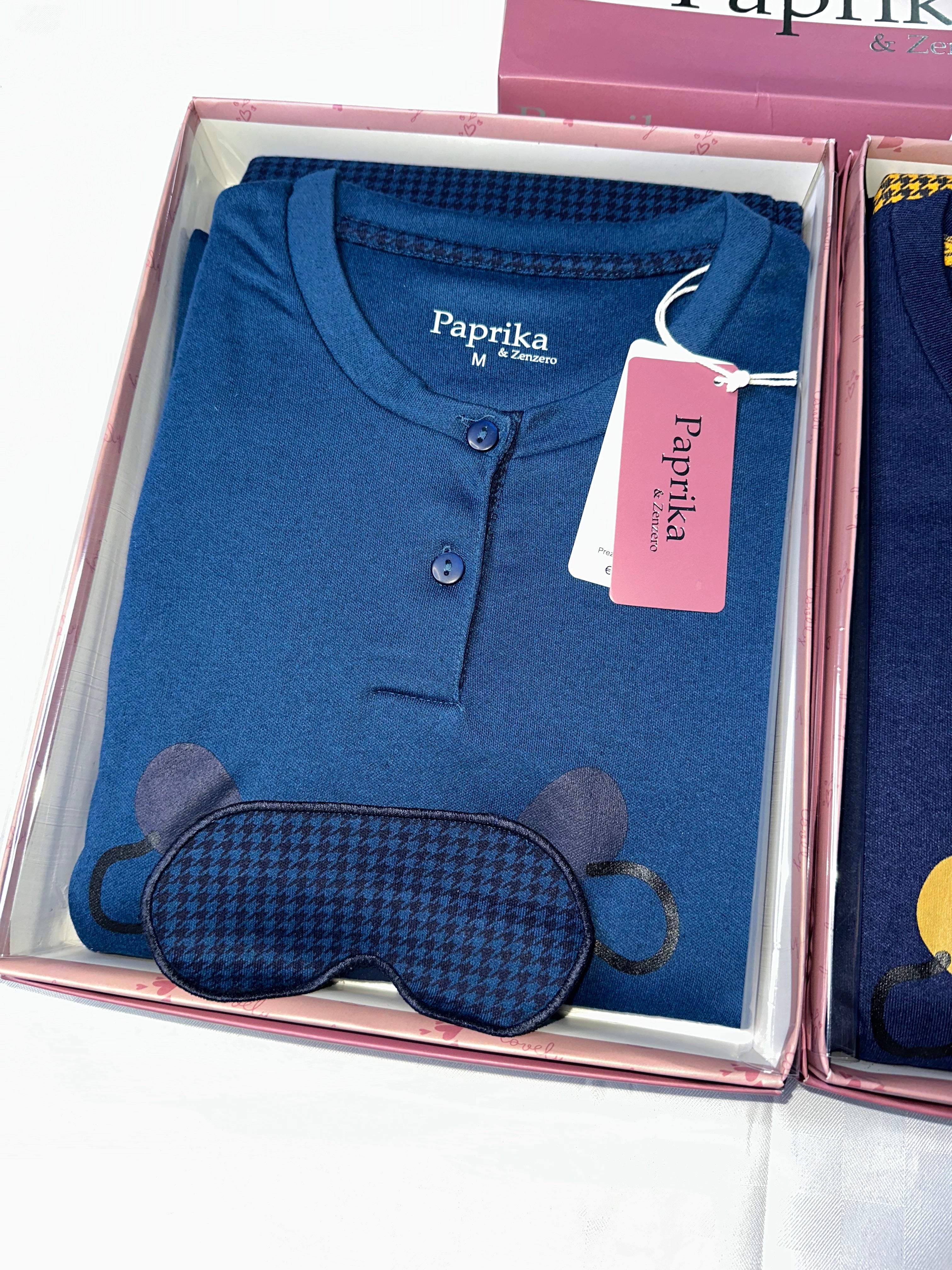 PIGIAMA DONNA IN COTONE CALDO MANICA LUNGA E PANTALONE LUNGO