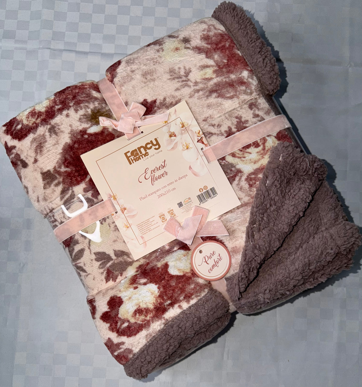 COPERTA PLAID IN MORBIDO PILE CON STRATO DI PELLICCIA SOTTO misura 200x220cm