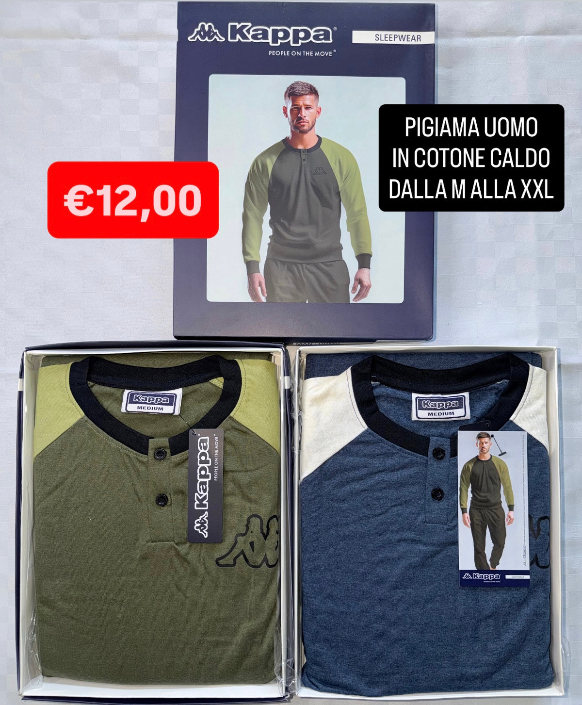 PIGIAMA UOMO IN COTONE CALDO Manica lunga e Pantalone lungo
