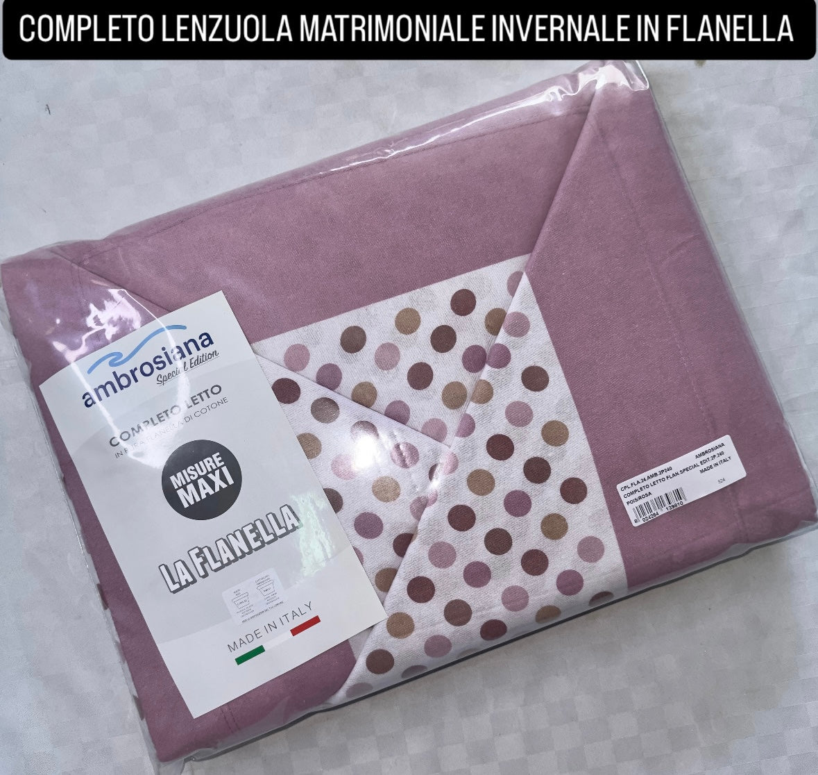 COMPLETO LENZUOLA MATRIMONIALE IN FLANELLA Lenzuolo sopra,Lenzuolo sotto con angoli e due federe