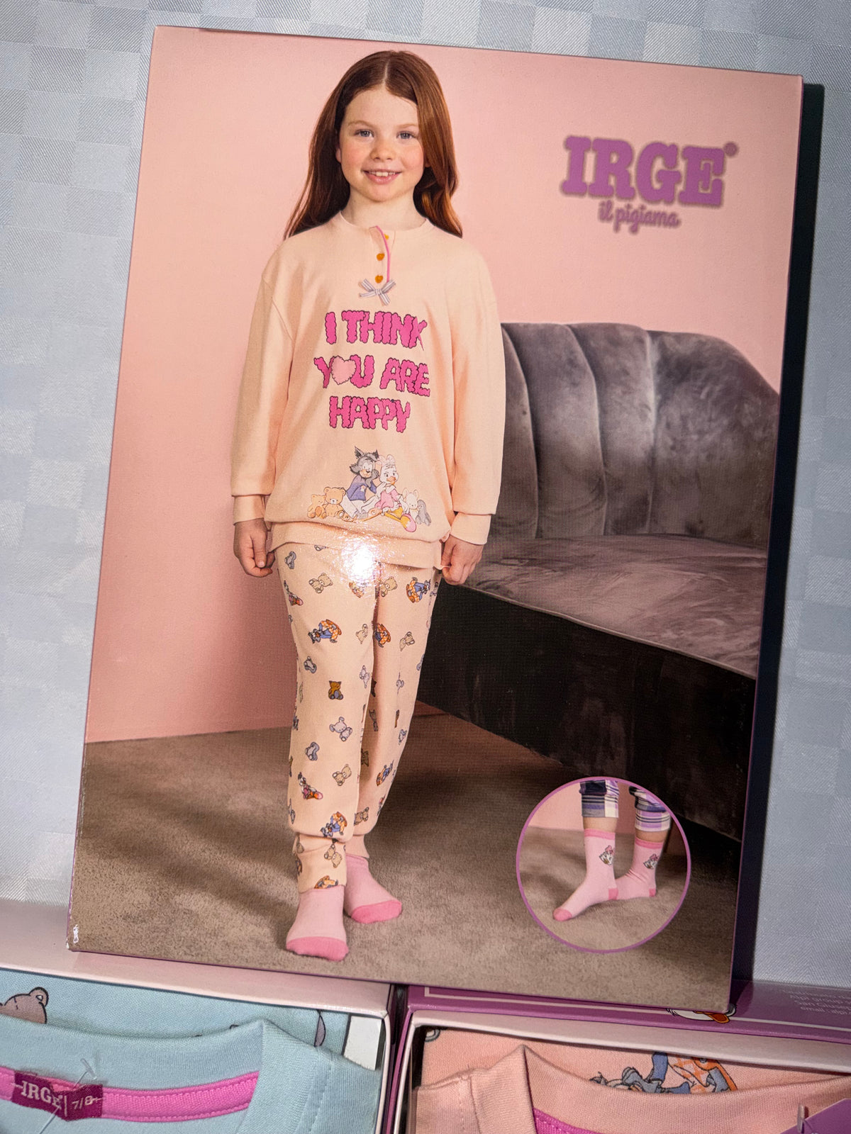 PIGIAMA BIMBA IN COTONE CALDO Manica Lunga e Pantalone lungo (COMPRESO DI CALZINI)