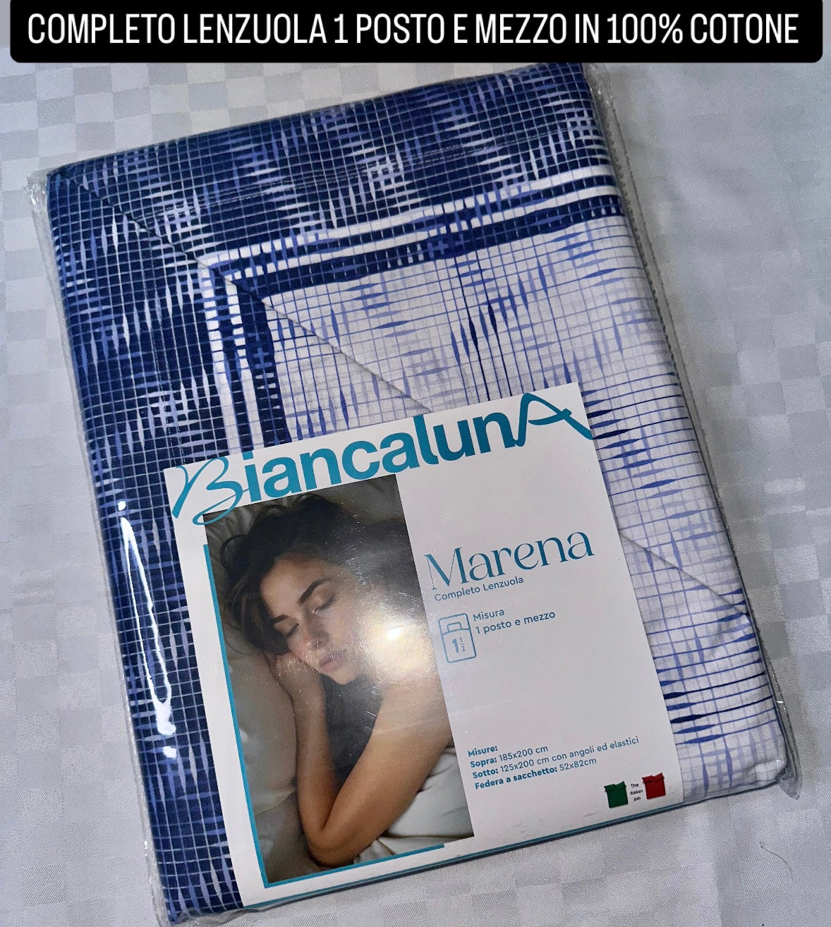 COMPLETO LENZUOLA 1 POSTO E MEZZO IN 100% COTONE Lenzuolo sopra, Lenzuolo sotto con angoli e Federe