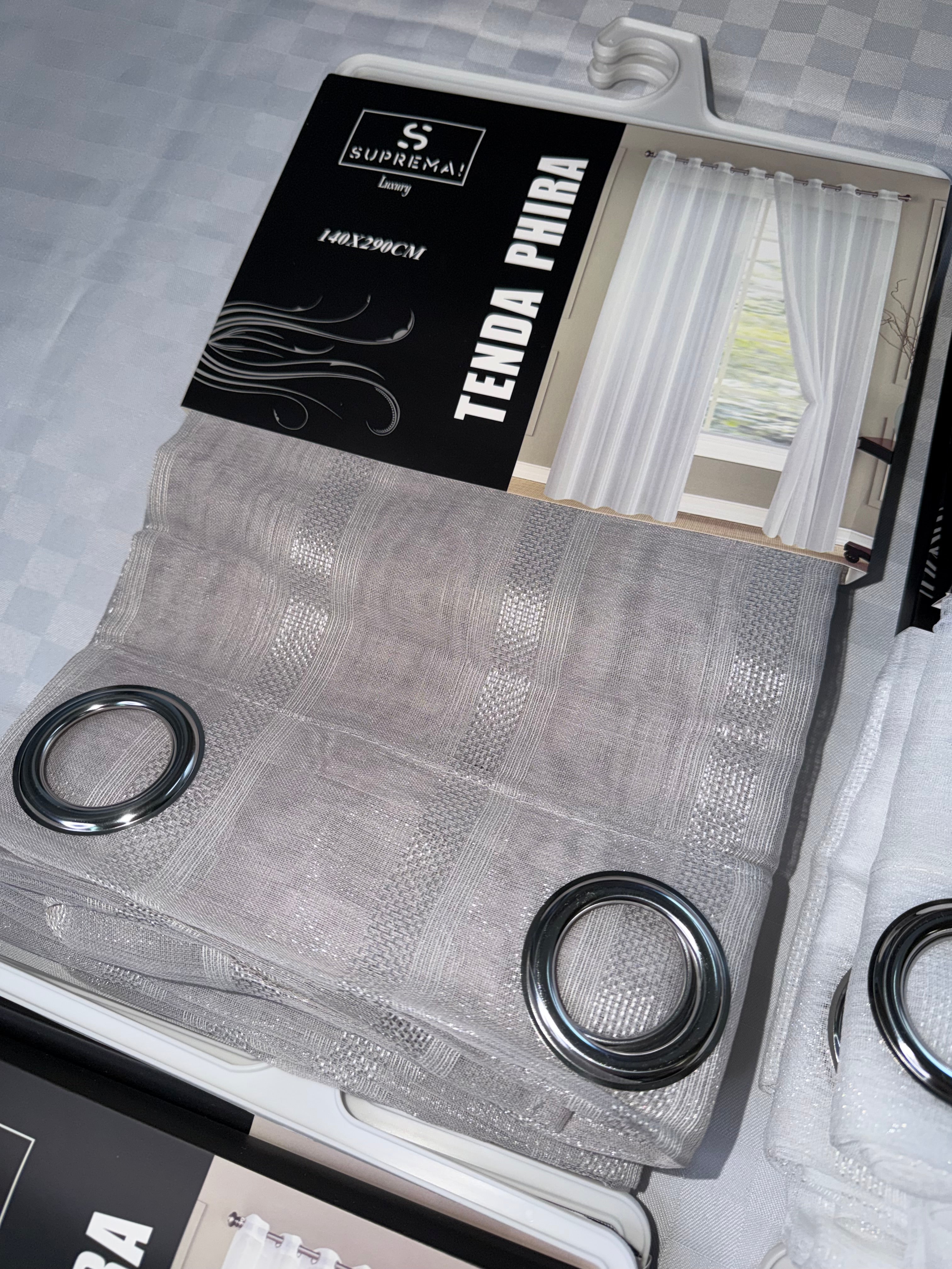 COPPIA DI TENDE PER INTERNI VELATE CONFEZIONE DA 2 TELI (OGNI TELO MISURA 140x290cm) art. Phira