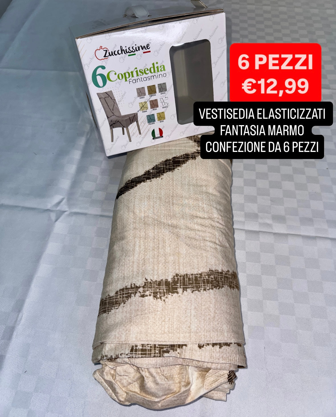 VESTISEDIA ELASTICIZZATI FANTASIA MARMO CONFEZIONE DA 6 PEZZI