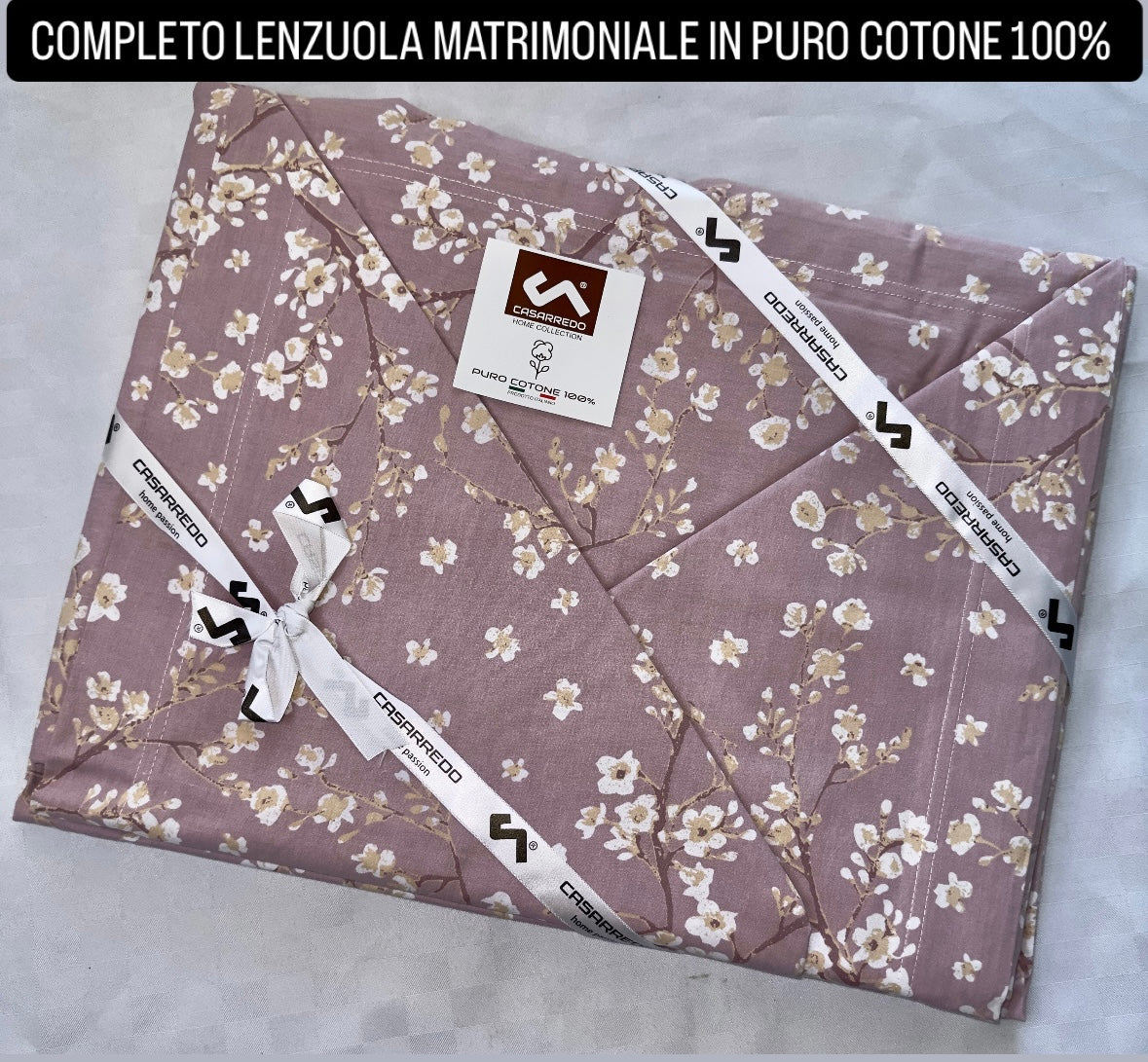 COMPLETO LENZUOLA MATRIMONIALE IN 100% COTONE Lenzuolo sopra, Lenzuolo sotto con angoli e due Federe