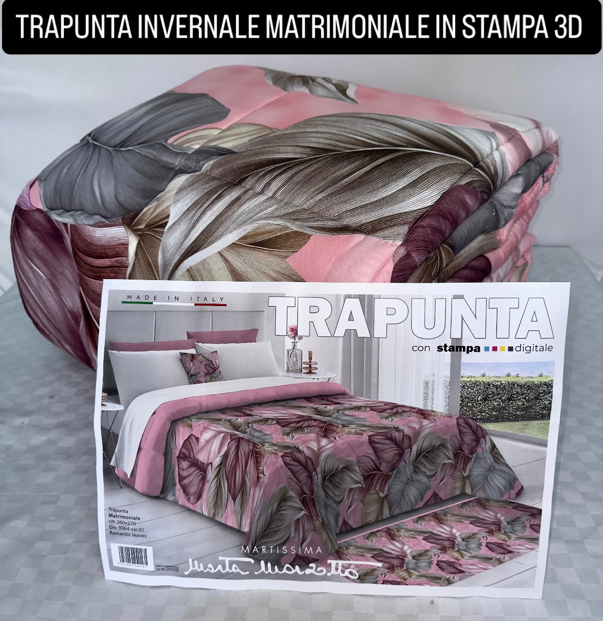 TRAPUNTA INVERNALE MATRIMONIALE IN STAMPA 3D Marta Marzotto 260x260cm