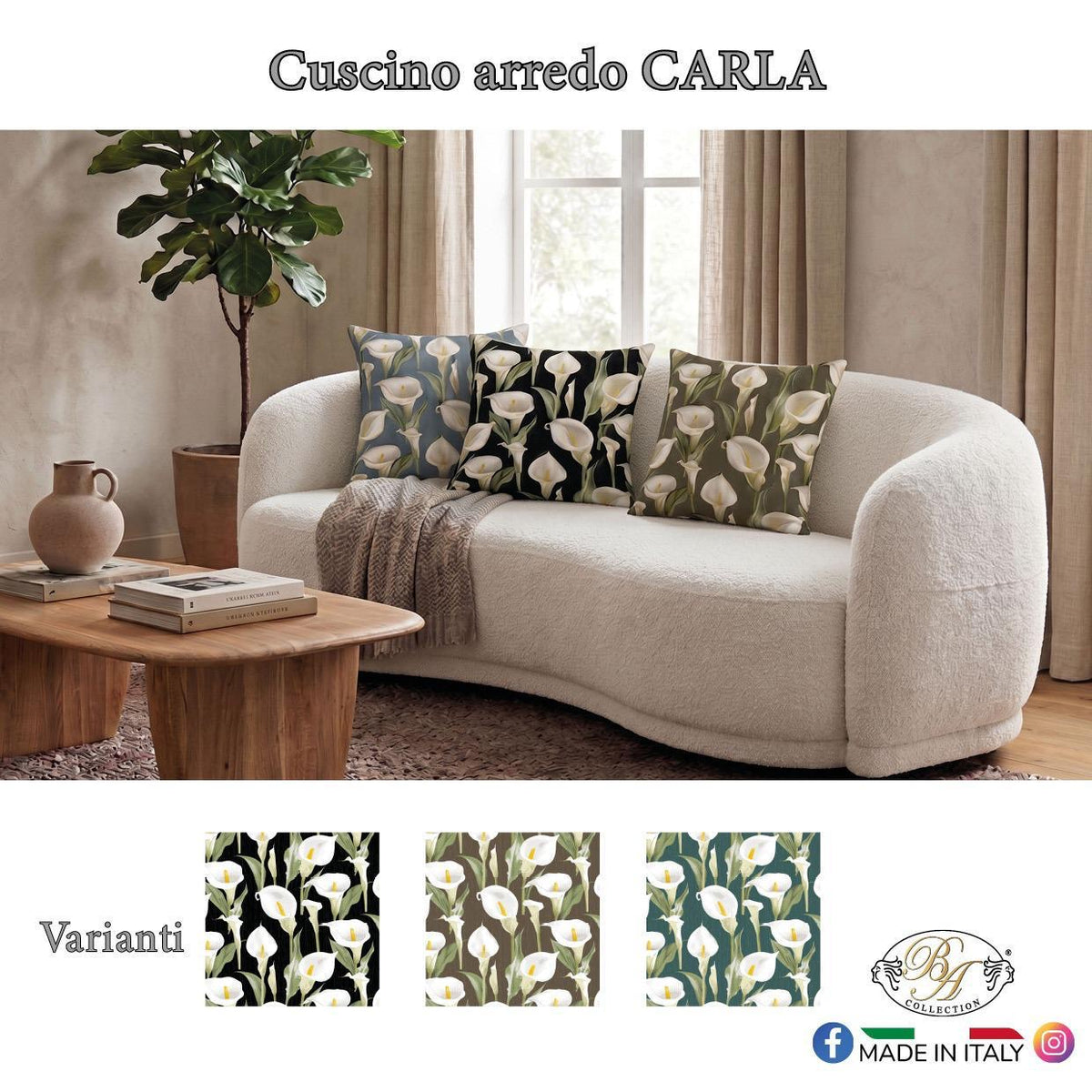 FEDERE CUSCINO  ARREDO misura 40x40cm CONFEZIONE DA 2 PEZZI Fantasia Carla